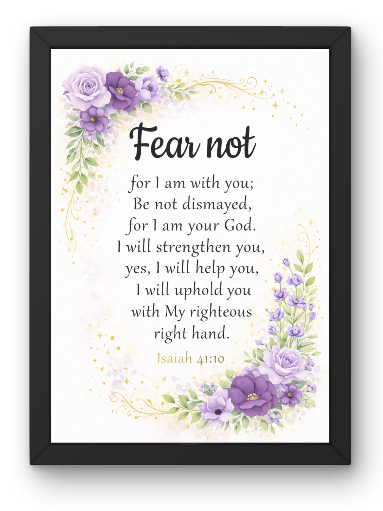 Uryans - Let's Upgrade Together Isaiah 41:10 Bible Verse Wall Frame | Christian Living, Bedroom & Kids Room Decor A4 Size (13.6 x 10.2 inches)