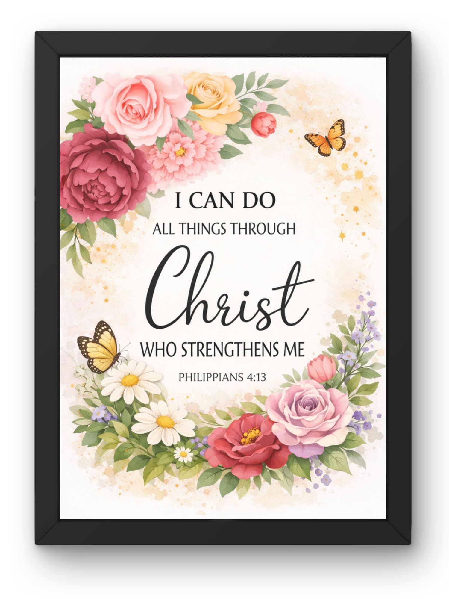 Uryans - Let's Upgrade Together Philippians 4-13 Bible Verse Wall Frame | Christian Living, Bedroom & Kids Room Decor A4 Size (13.6 x 10.2 inches)