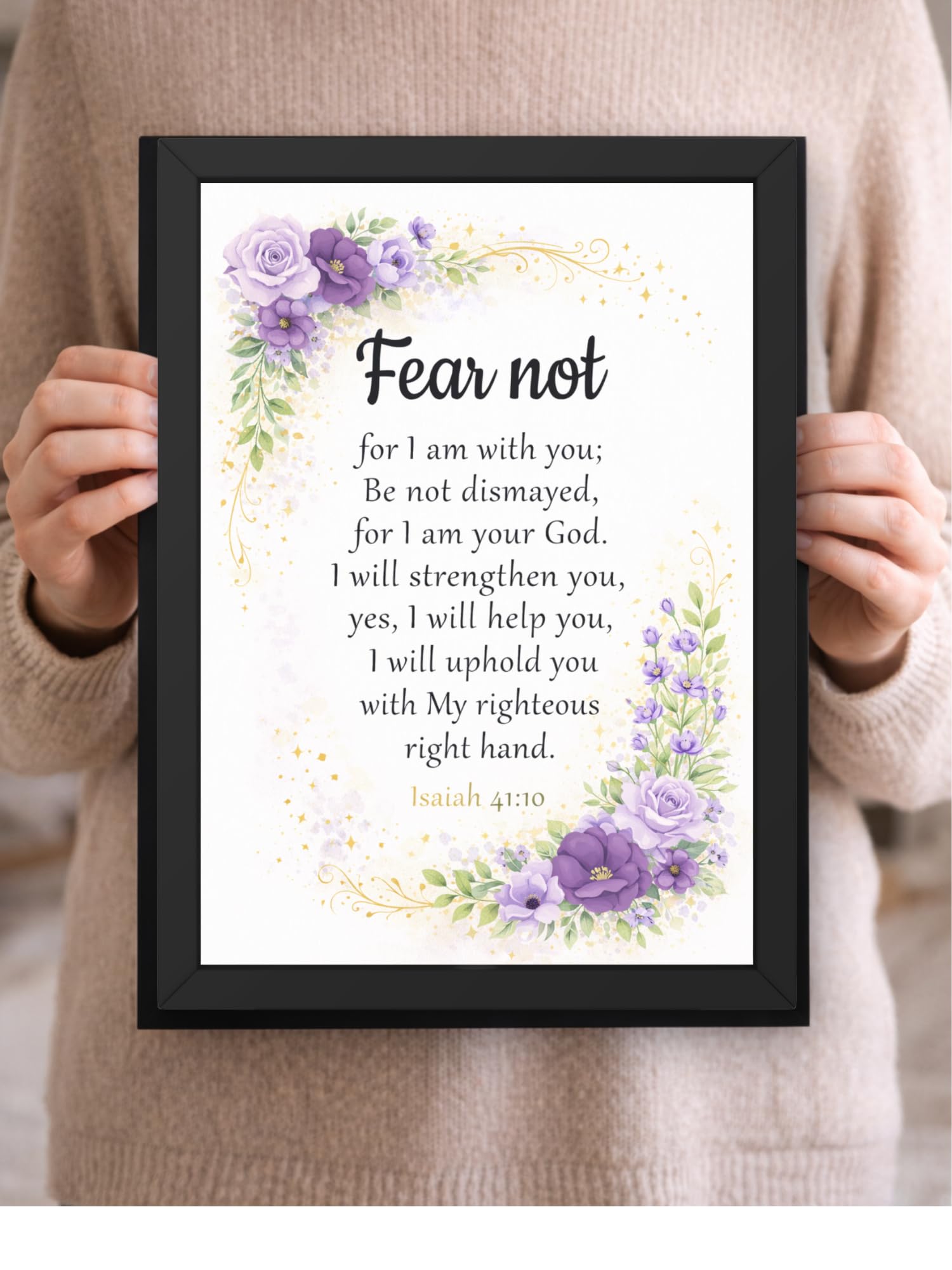 Uryans - Let's Upgrade Together Isaiah 41:10 Bible Verse Wall Frame | Christian Living, Bedroom & Kids Room Decor A4 Size (13.6 x 10.2 inches)
