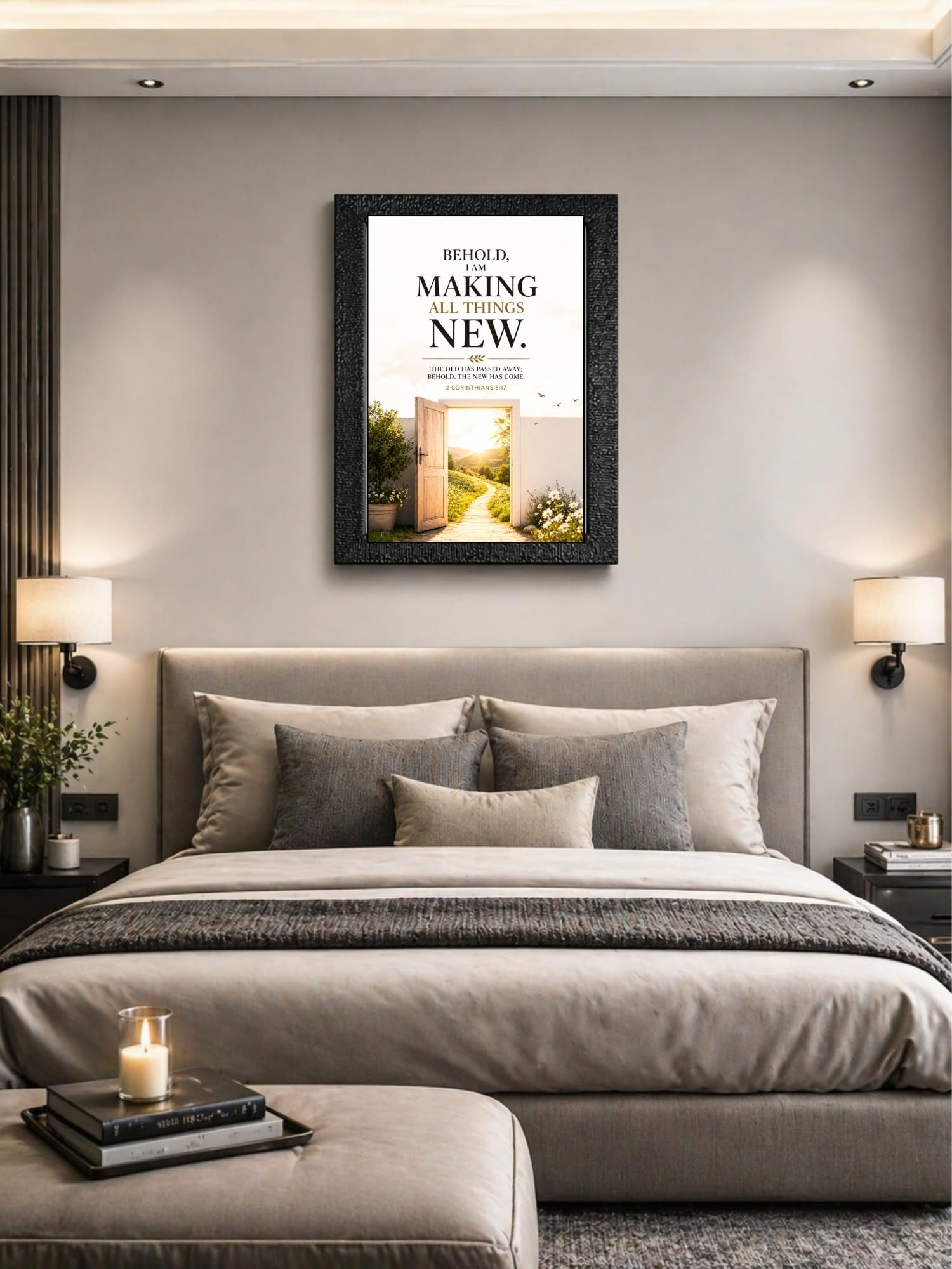 Uryans - Let's Upgrade Together 2 Corinthians 5-17 Bible Verse Wall Frame | Christian Living, Bedroom & Kids Room Decor A4 Size (13.6 x 10.2 inches)