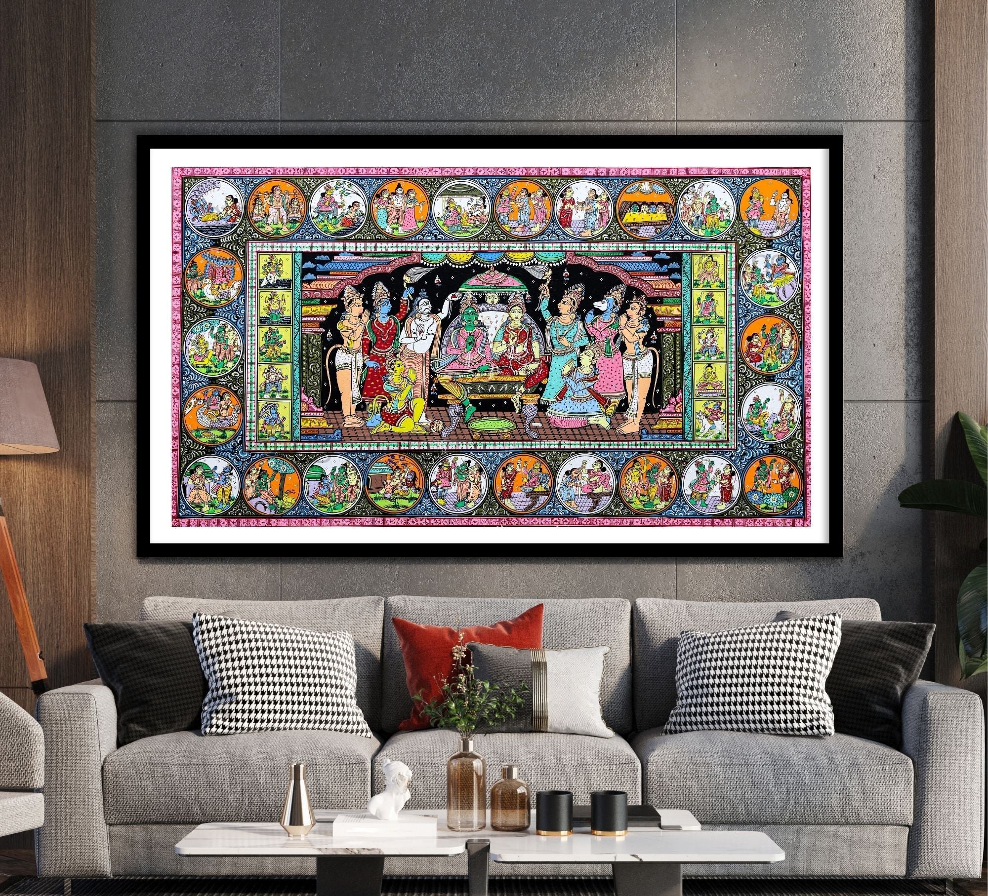 Ram Darbar Sacred Pattachitra Art Painting for Wall Home Decor