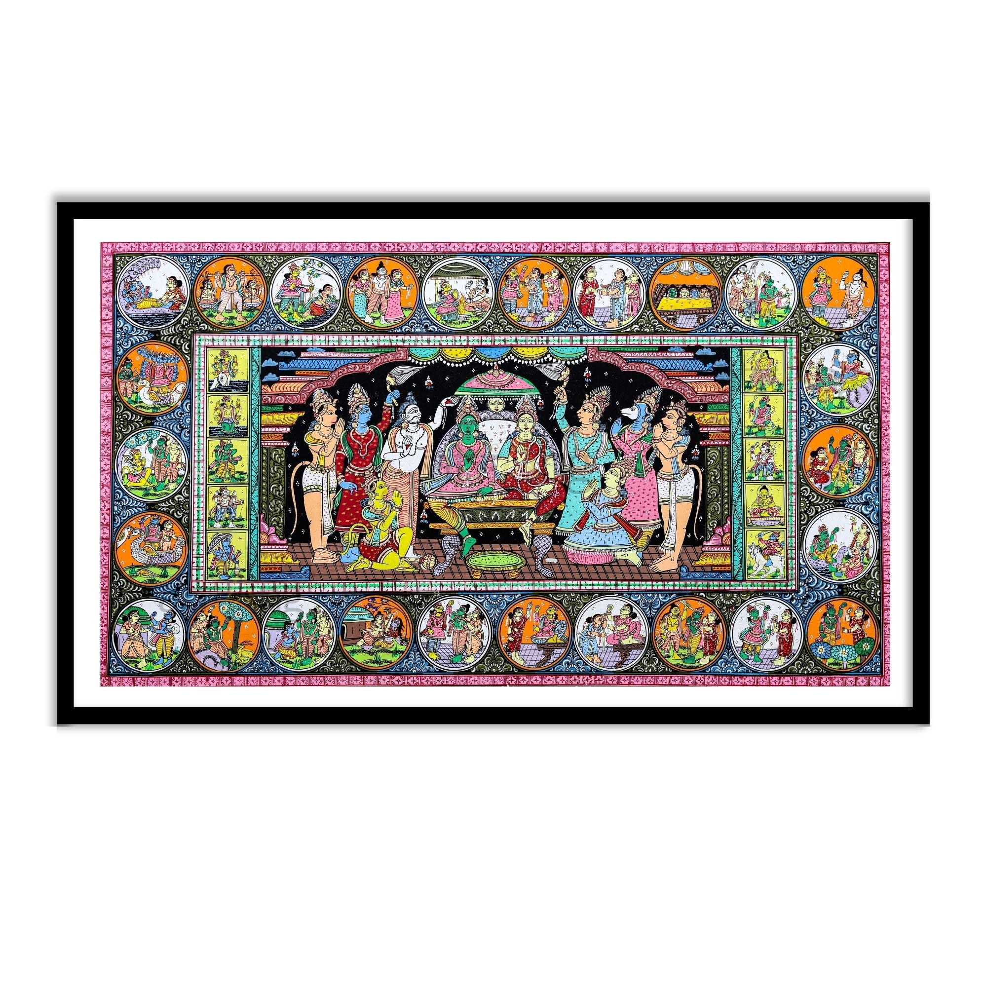 Ram Darbar Sacred Pattachitra Art Painting for Wall Home Decor