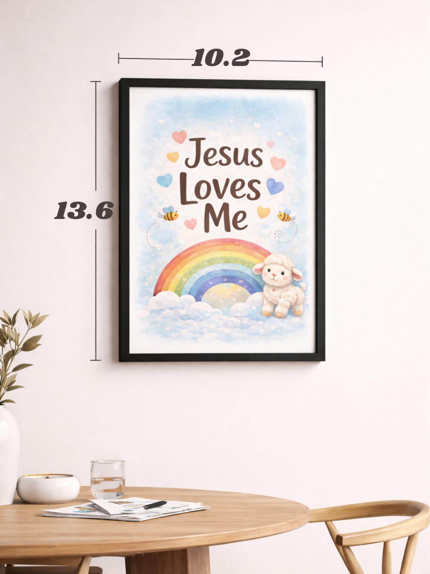 Uryans - Let's Upgrade Together Premium A4 Wooden Bible Verse Frame – “Jesus Loves Me” Inspirational Christian Wall Art