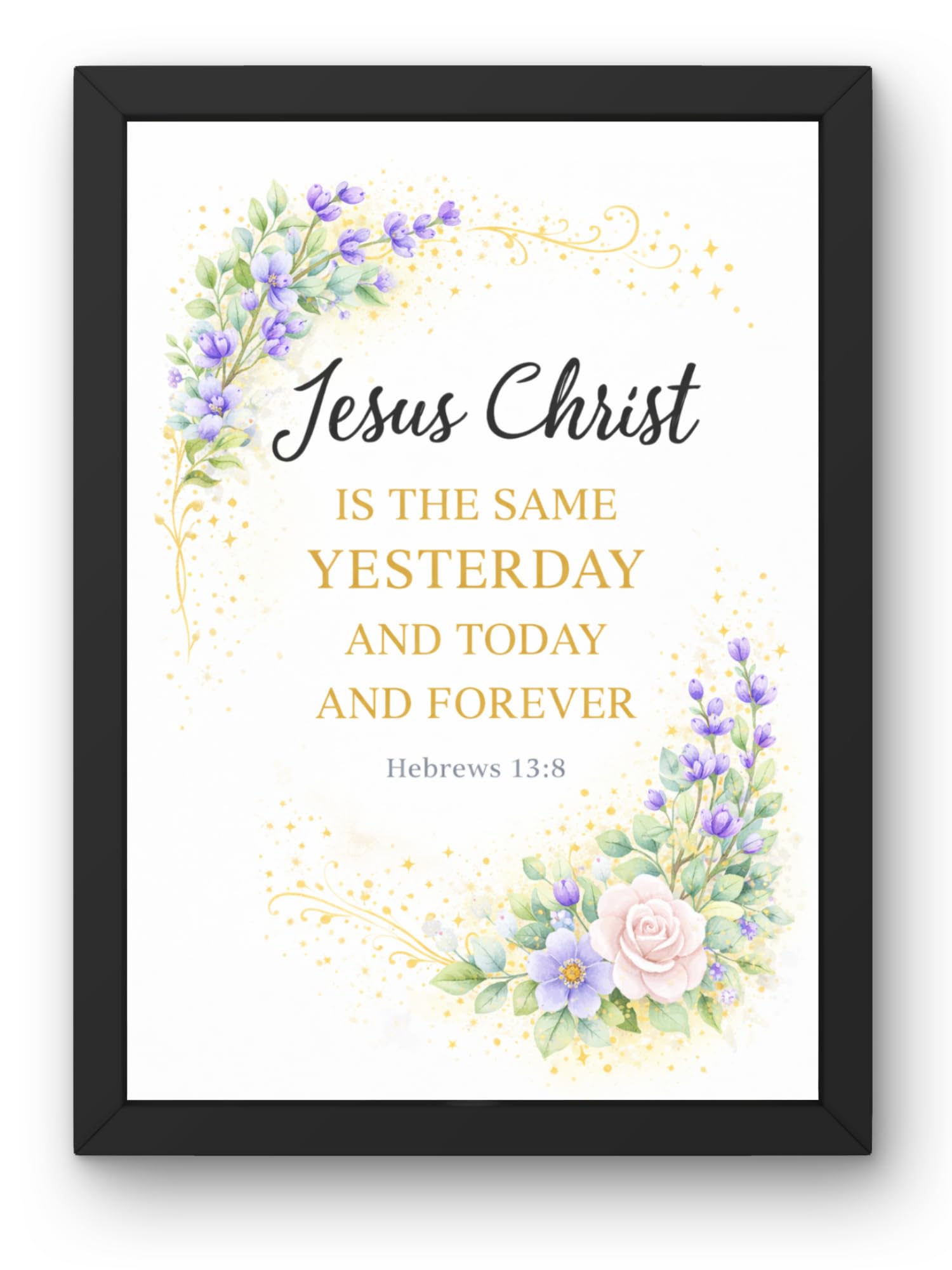Uryans - Let's Upgrade Together Hebrew 13-8 Bible Verse Wall Frame | Christian Living, Bedroom & Kids Room Decor A4 Size (13.6 x 10.2 inches)