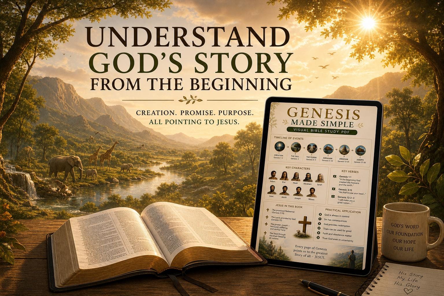 Genesis Made Simple Bible Study PDF | Visual Old Testament Guide (Digital Download)