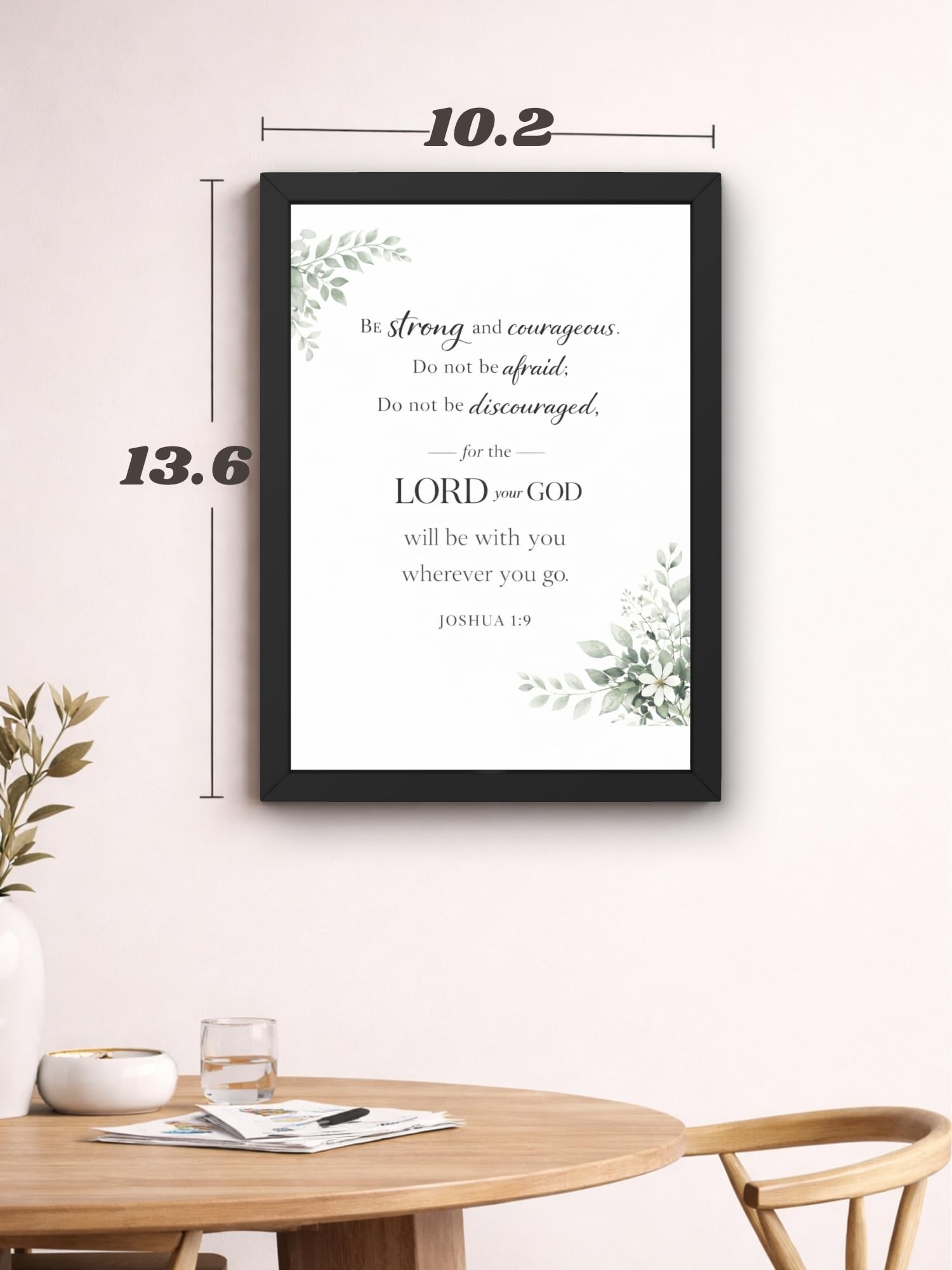Uryans - Let's Upgrade Together Joshua 1-9 Bible Verse Wall Frame | Christian Living, Bedroom & Kids Room Decor A4 Size (13.6 x 10.2 inches)