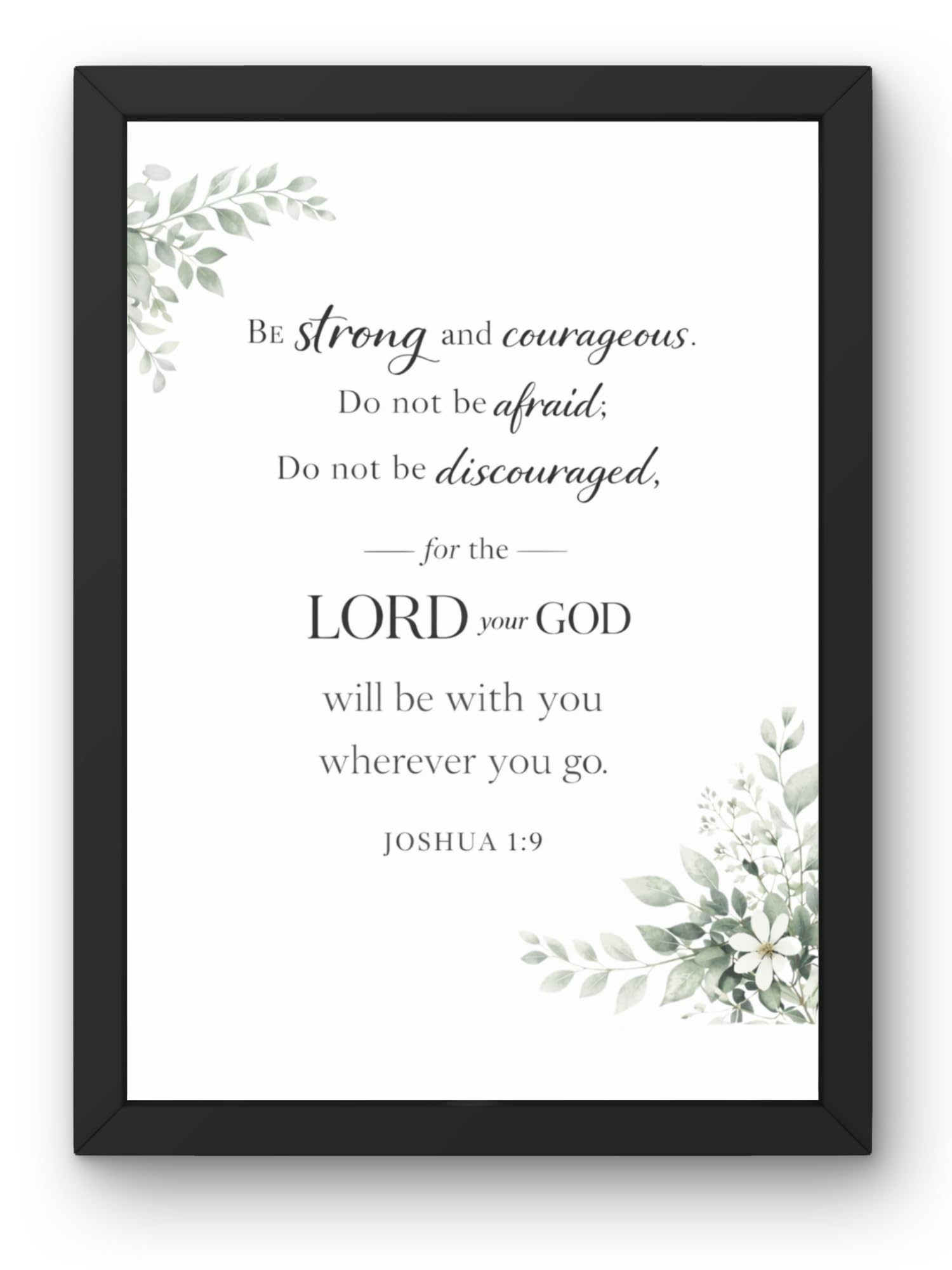 Uryans - Let's Upgrade Together Joshua 1-9 Bible Verse Wall Frame | Christian Living, Bedroom & Kids Room Decor A4 Size (13.6 x 10.2 inches)