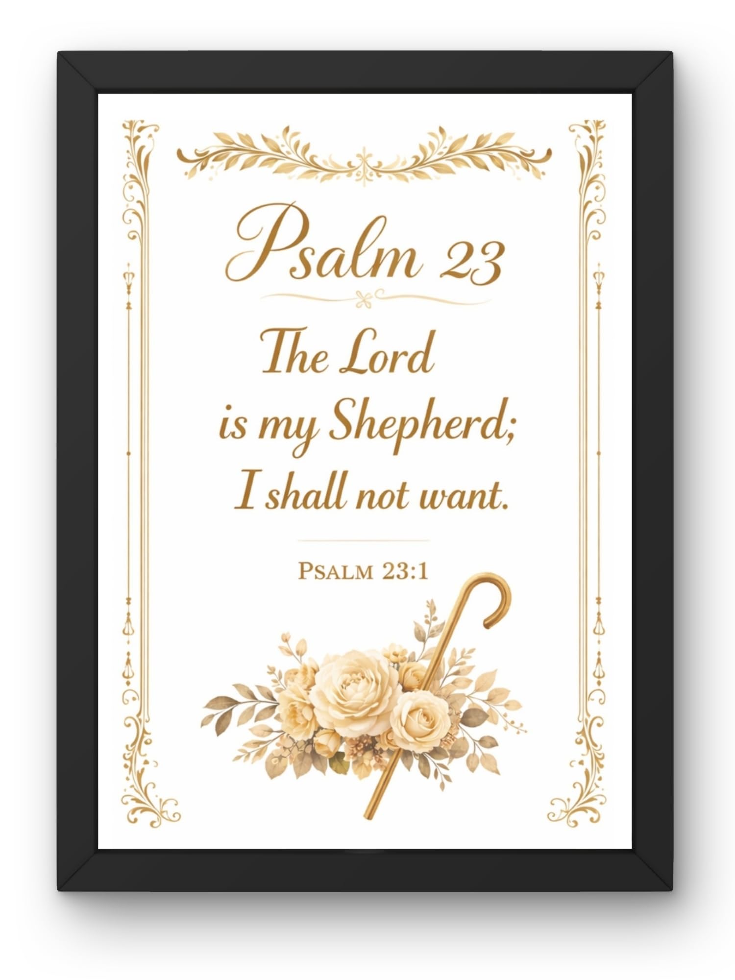Uryans - Let's Upgrade Together Psalm 23-1 Bible Verse Wall Frame | Christian Living, Bedroom & Kids Room Decor A4 Size (13.6 x 10.2 inches)