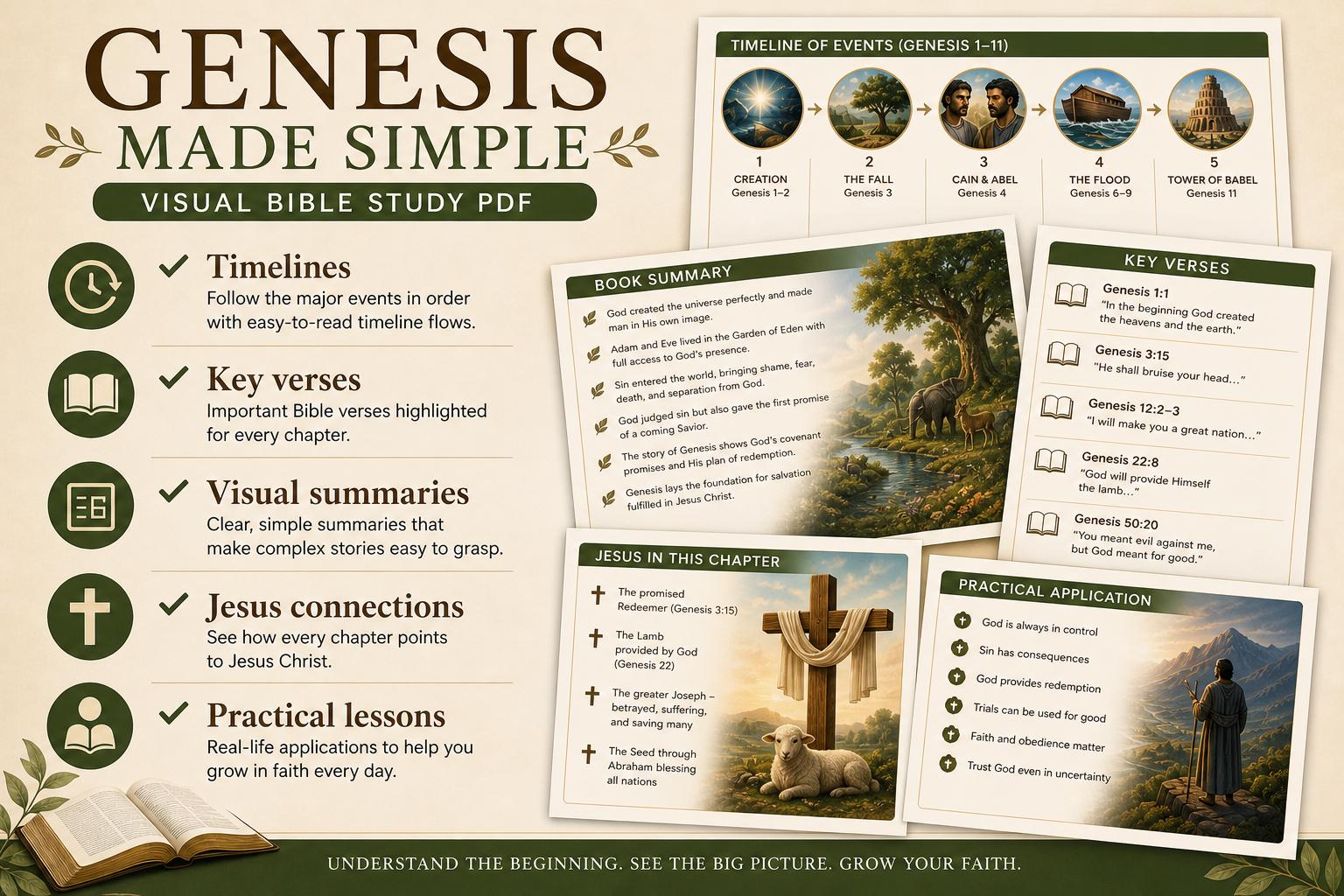 Genesis Made Simple Bible Study PDF | Visual Old Testament Guide (Digital Download)