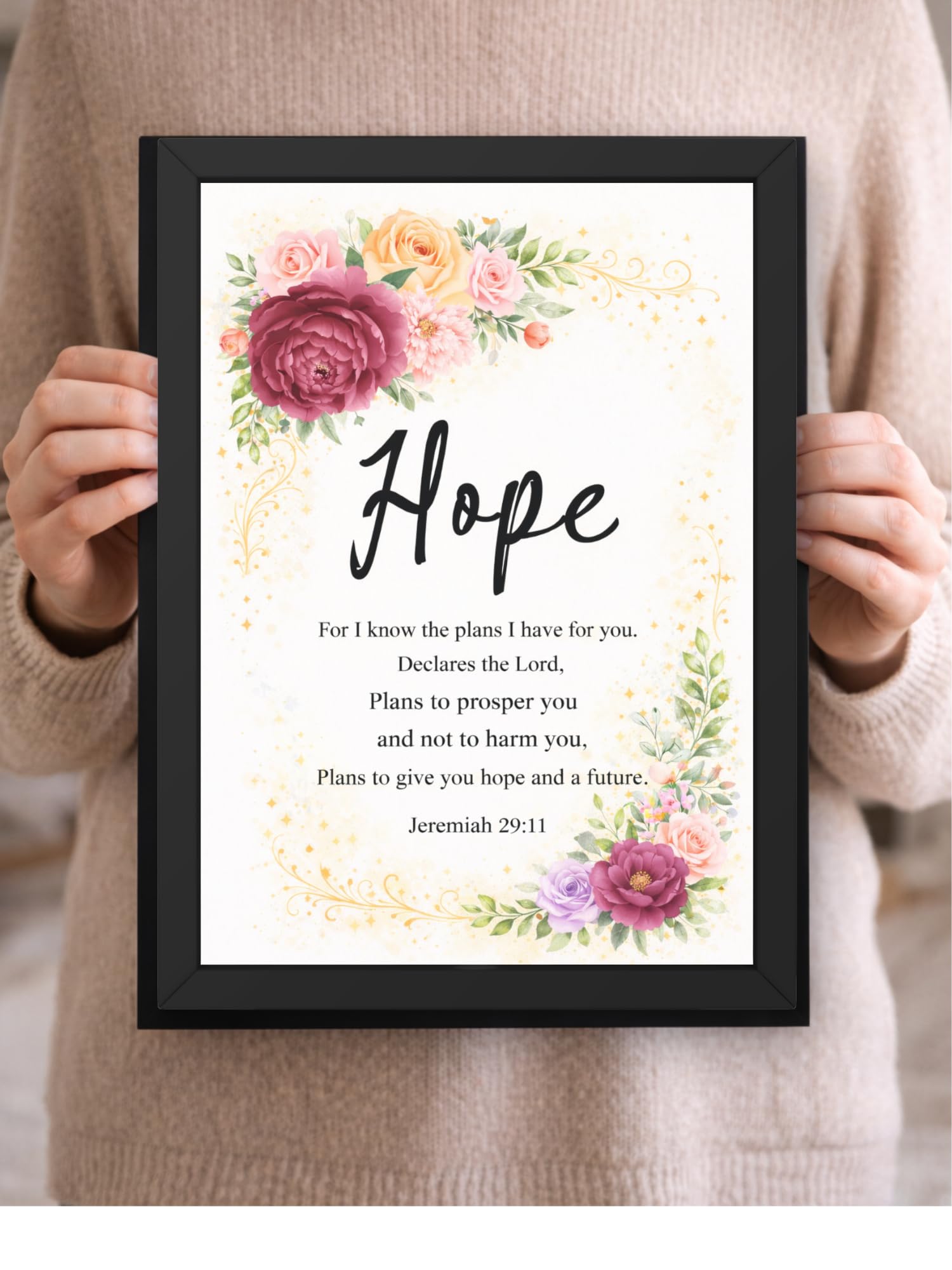 Uryans - Let's Upgrade Together Jeremiah 29-11 Bible Verse Wall Frame | Christian Living, Bedroom & Kids Room Decor A4 Size (13.6 x 10.2 inches)