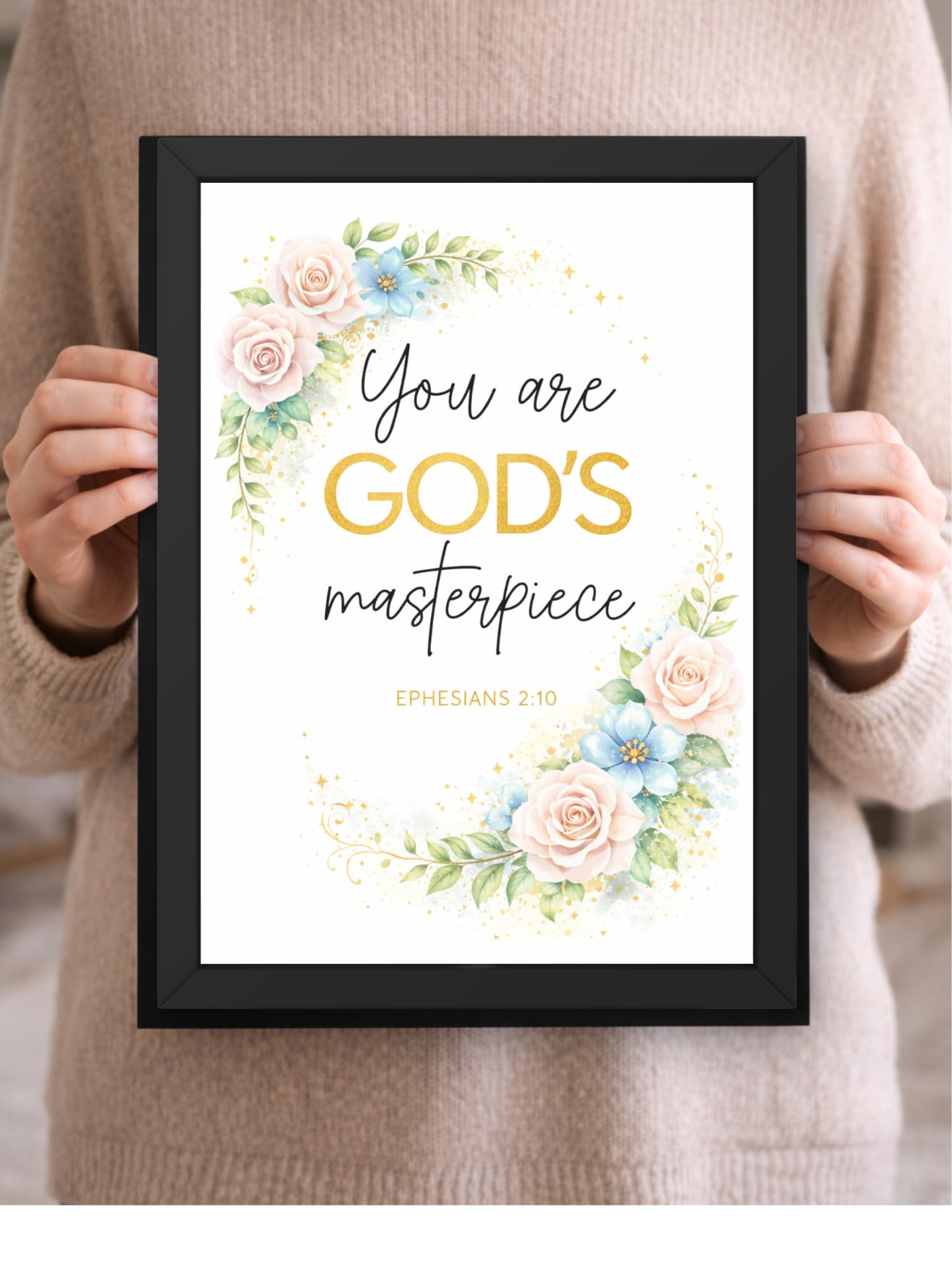 Uryans - Let's Upgrade Together Ephesians 2-10 Bible Verse Wall Frame | Christian Living, Bedroom & Kids Room Decor A4 Size (13.6 x 10.2 inches)