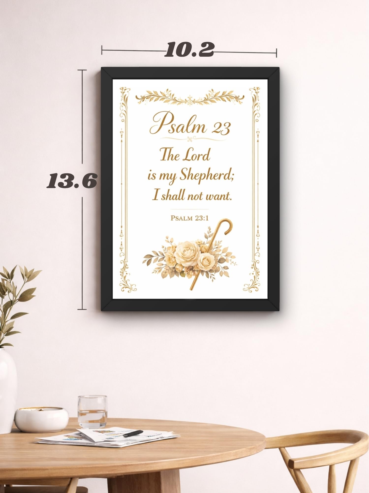 Uryans - Let's Upgrade Together Psalm 23-1 Bible Verse Wall Frame | Christian Living, Bedroom & Kids Room Decor A4 Size (13.6 x 10.2 inches)