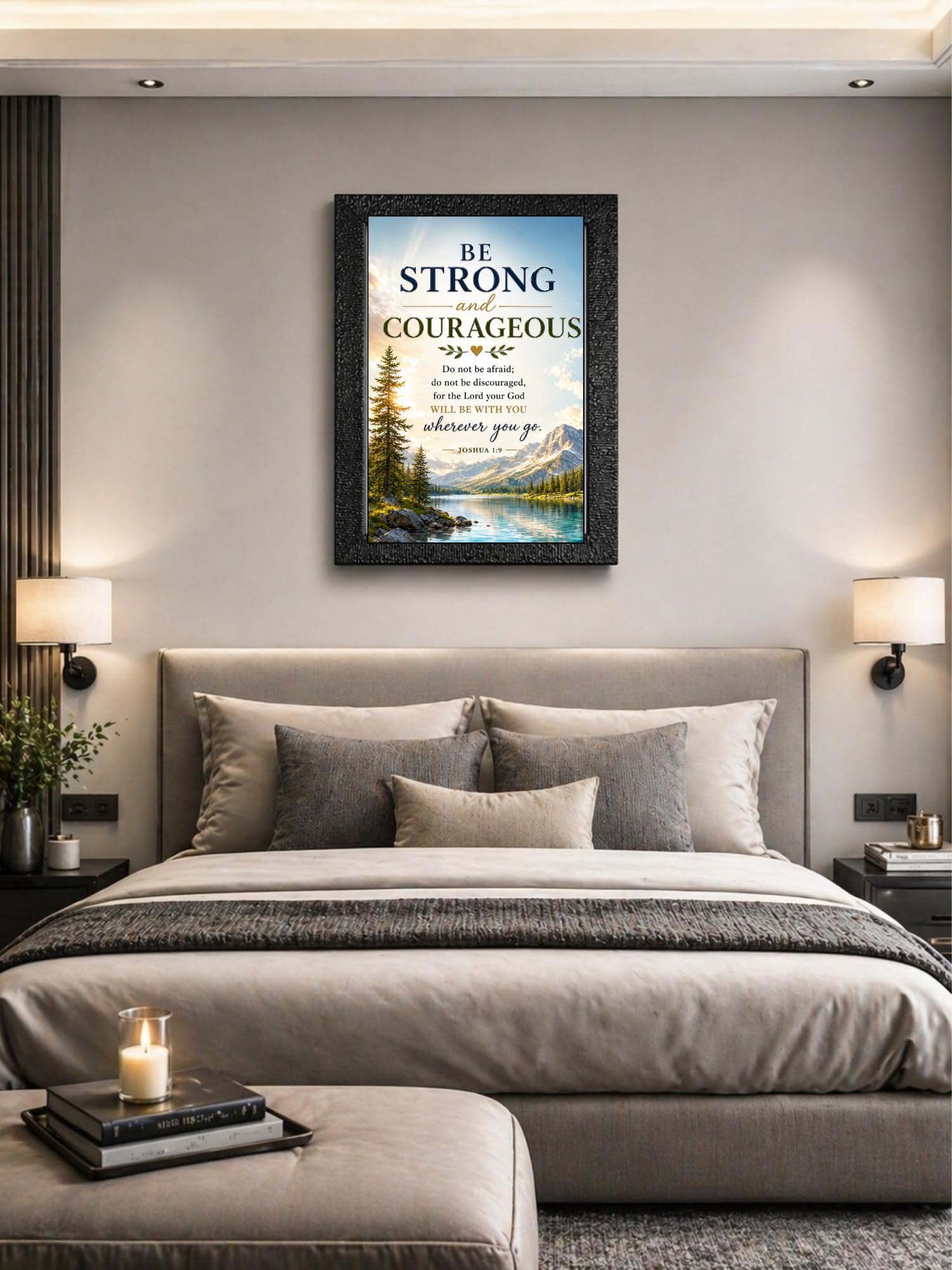 Uryans - Let's Upgrade Together Joshua 1-9 Premium Bible Verse Wall Frame | Christian Living, Bedroom & Kids Room Decor A4 Size (13.6 x 10.2 inches)