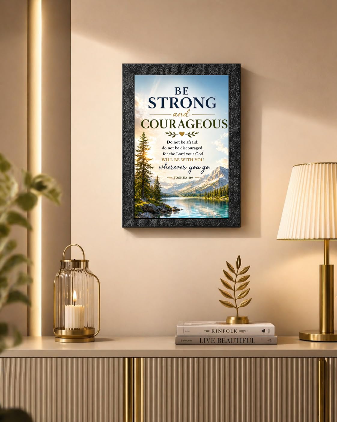 Uryans - Let's Upgrade Together Joshua 1-9 Premium Bible Verse Wall Frame | Christian Living, Bedroom & Kids Room Decor A4 Size (13.6 x 10.2 inches)