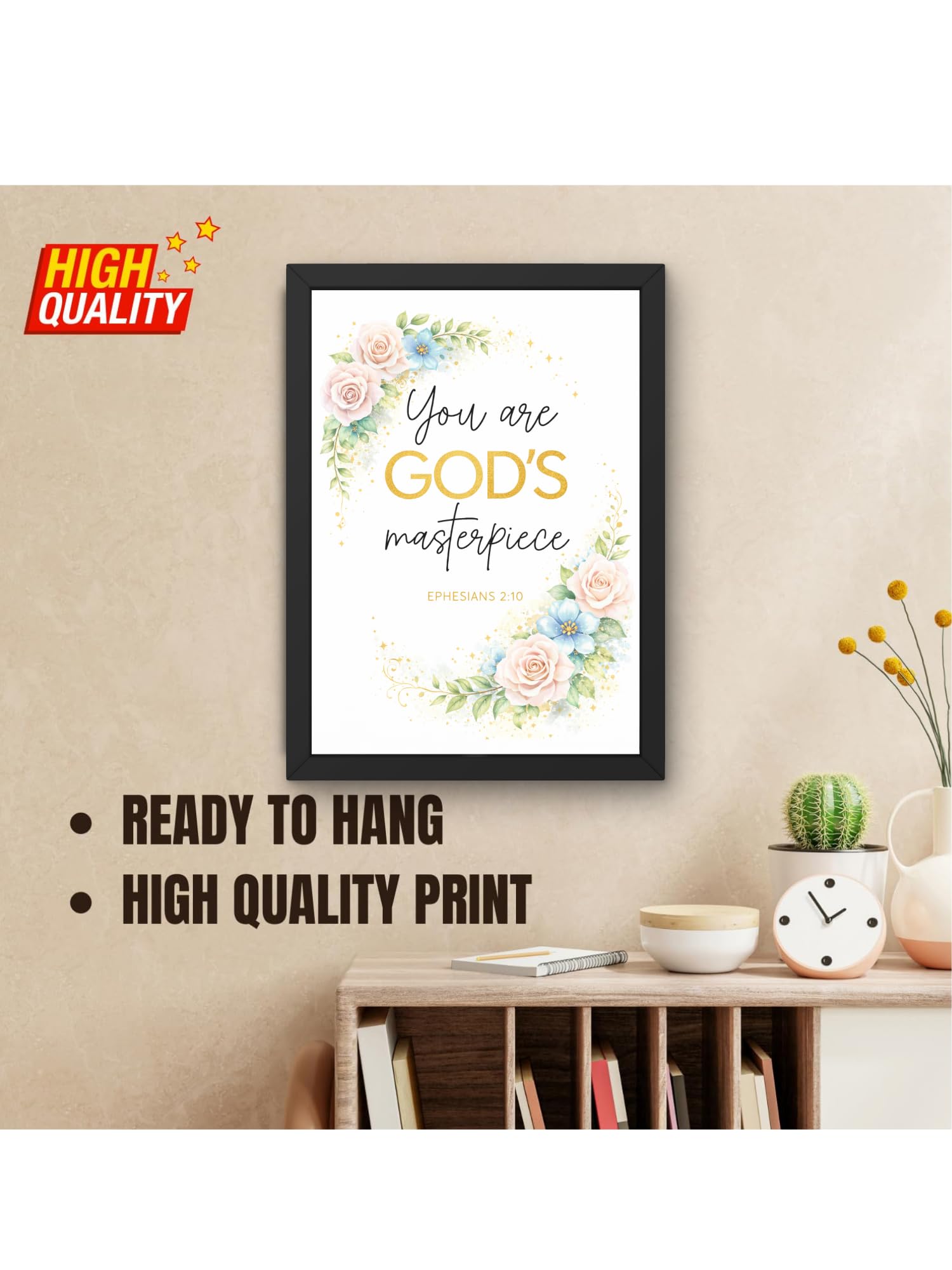 Uryans - Let's Upgrade Together Ephesians 2-10 Bible Verse Wall Frame | Christian Living, Bedroom & Kids Room Decor A4 Size (13.6 x 10.2 inches)