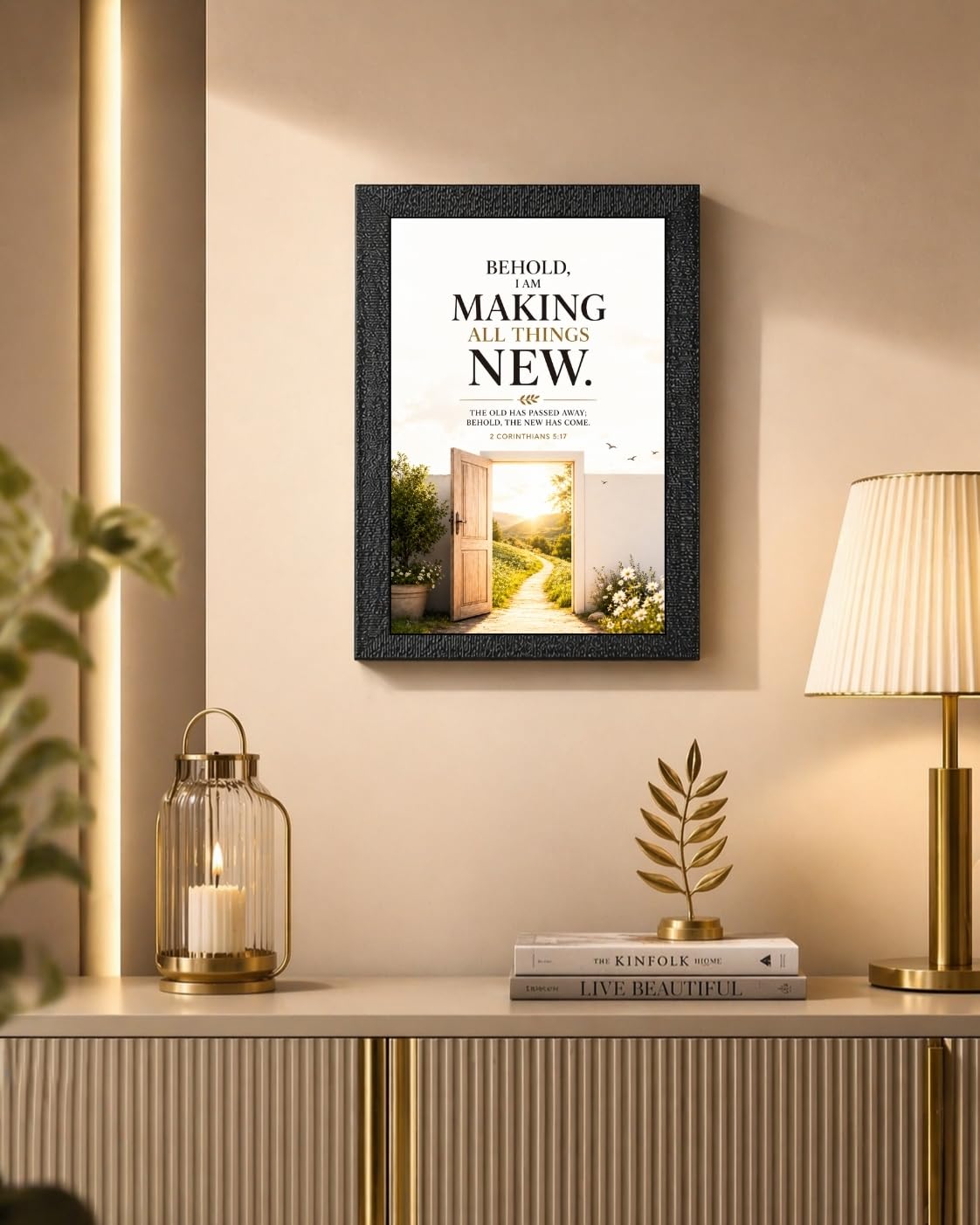 Uryans - Let's Upgrade Together 2 Corinthians 5-17 Bible Verse Wall Frame | Christian Living, Bedroom & Kids Room Decor A4 Size (13.6 x 10.2 inches)