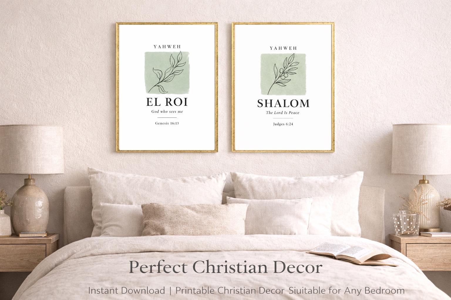 Set of 8 Hebrew Names of God Prints | Christian Wall Art Decor (Digital Download)