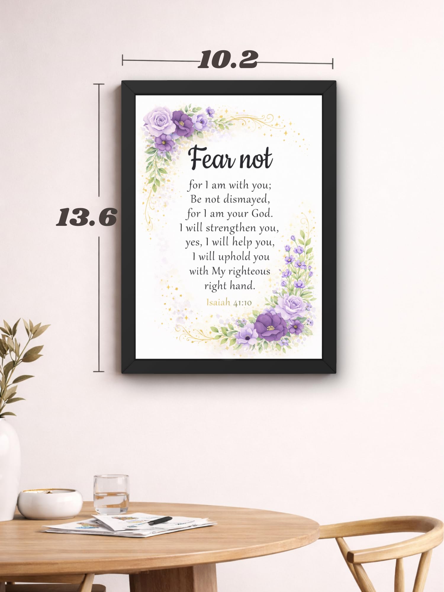 Uryans - Let's Upgrade Together Isaiah 41:10 Bible Verse Wall Frame | Christian Living, Bedroom & Kids Room Decor A4 Size (13.6 x 10.2 inches)