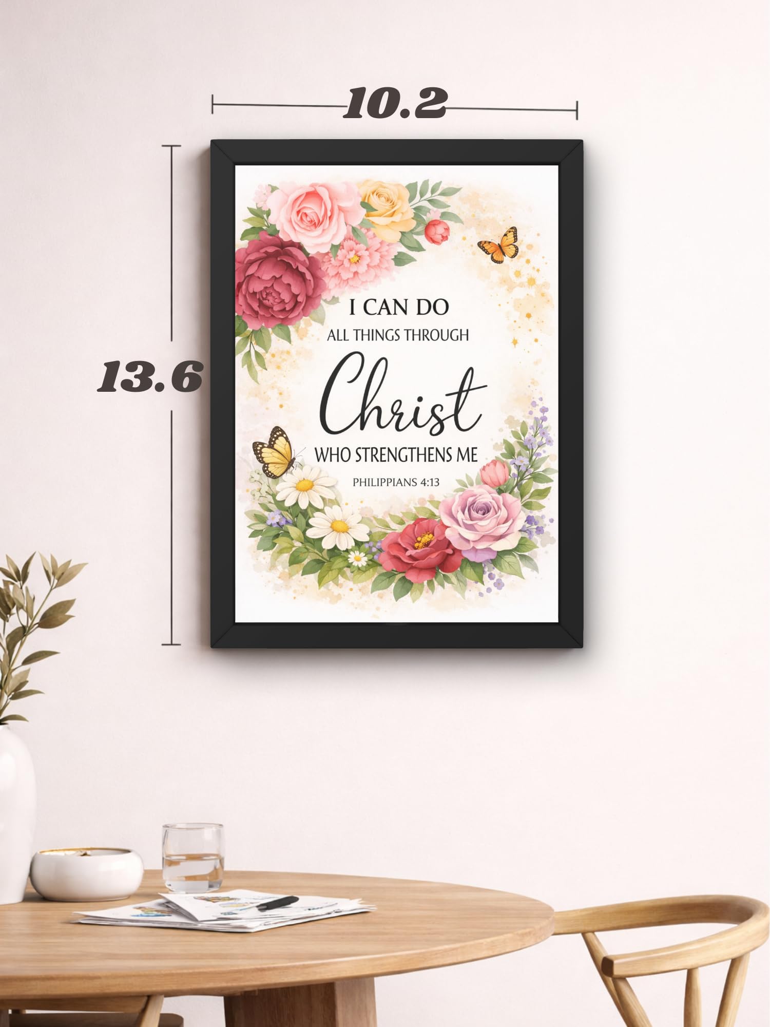 Uryans - Let's Upgrade Together Philippians 4-13 Bible Verse Wall Frame | Christian Living, Bedroom & Kids Room Decor A4 Size (13.6 x 10.2 inches)