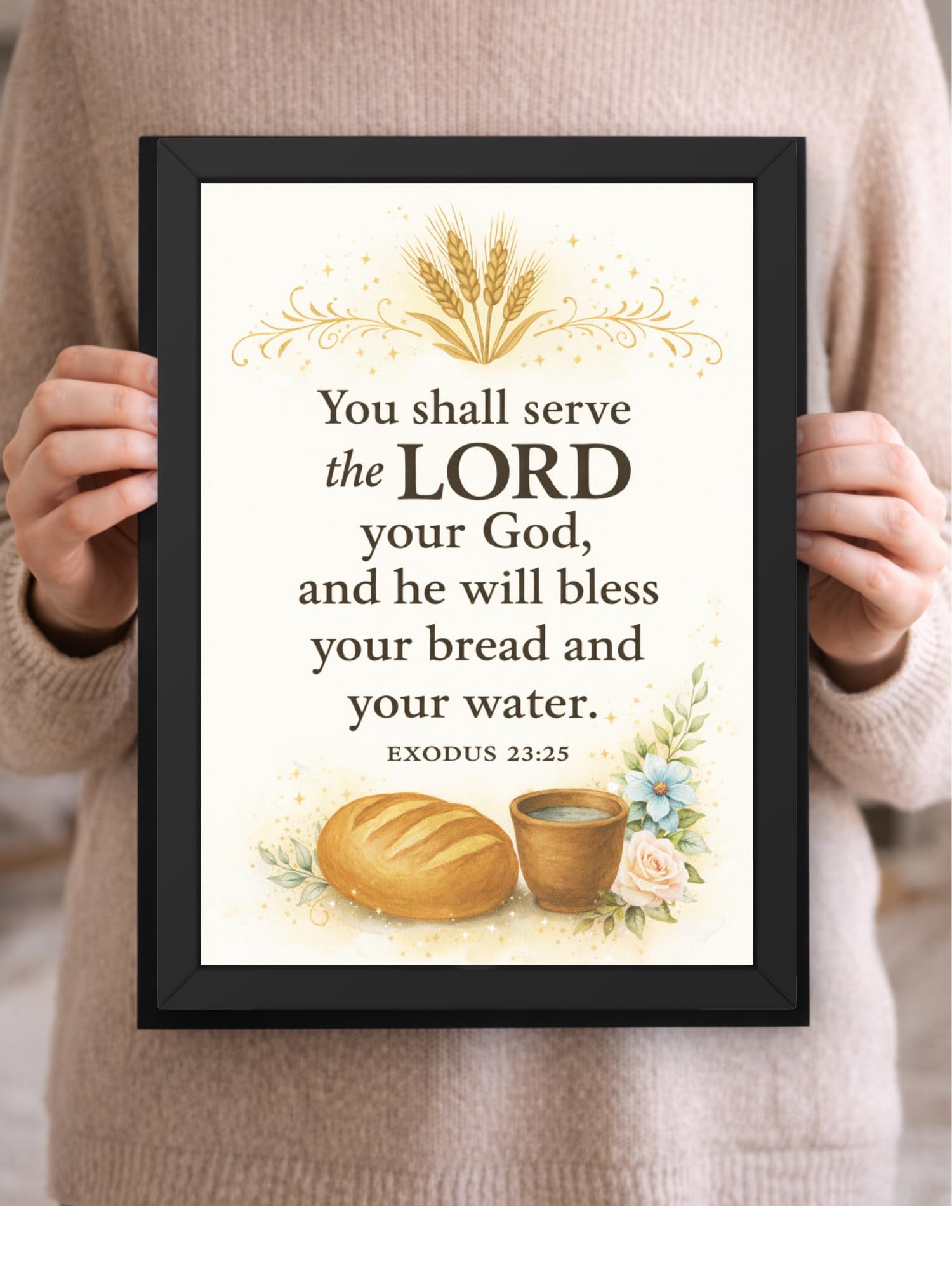 Uryans - Let's Upgrade Together Exodus 23-25 Bible Verse Wall Frame | Christian Living, Bedroom & Kids Room Decor A4 Size (13.6 x 10.2 inches)