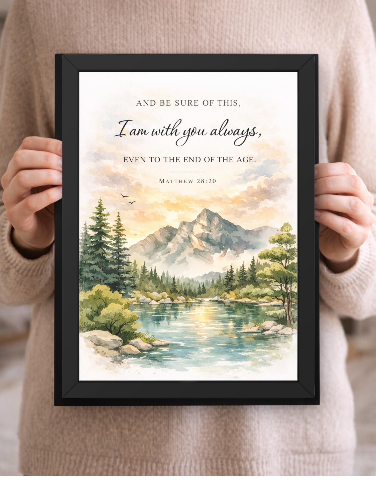 Uryans - Let's Upgrade Together Matthew 28-20 Bible Verse Wall Frame | Christian Living, Bedroom & Kids Room Decor A4 Size (13.6 x 10.2 inches)