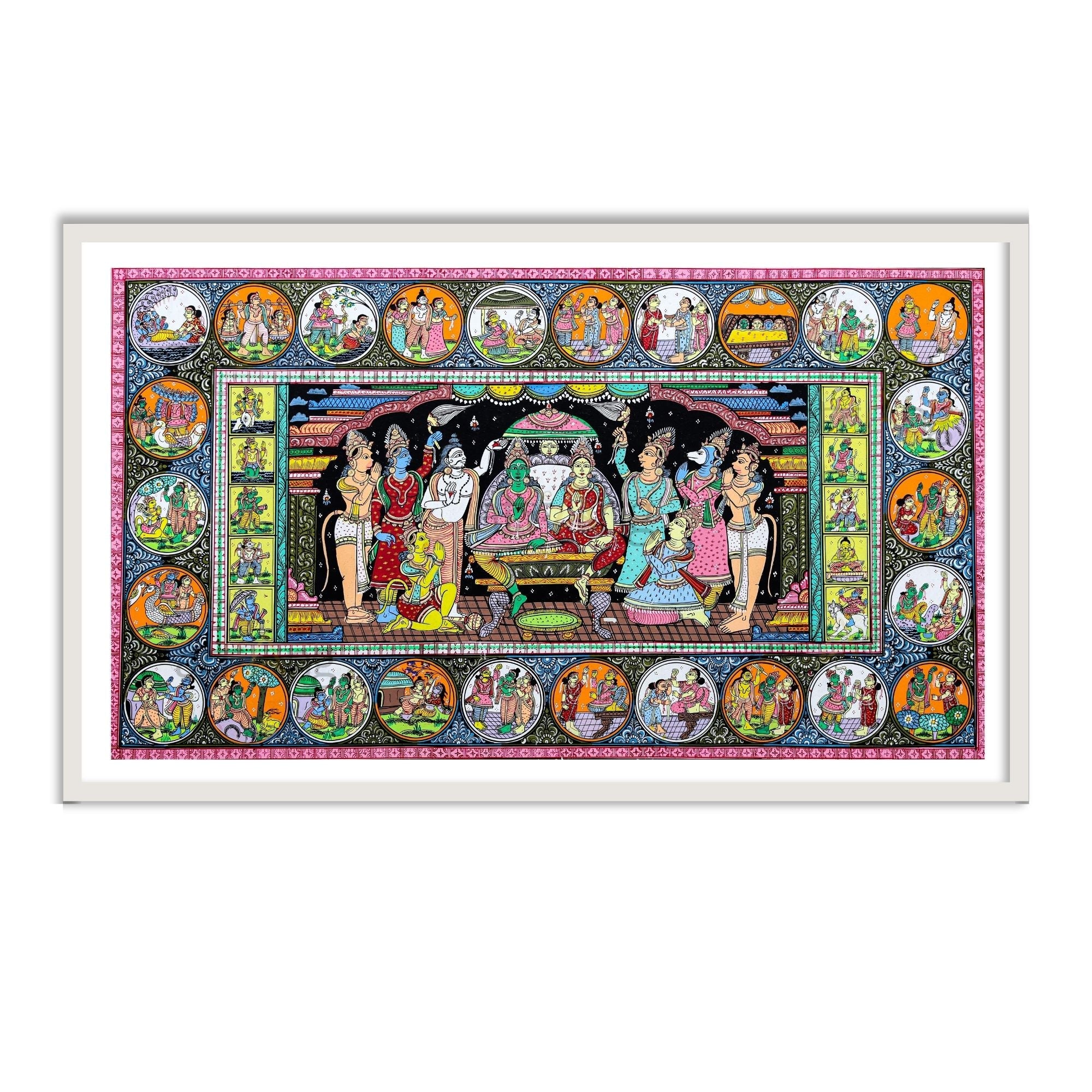 Ram Darbar Sacred Pattachitra Art Painting for Wall Home Decor