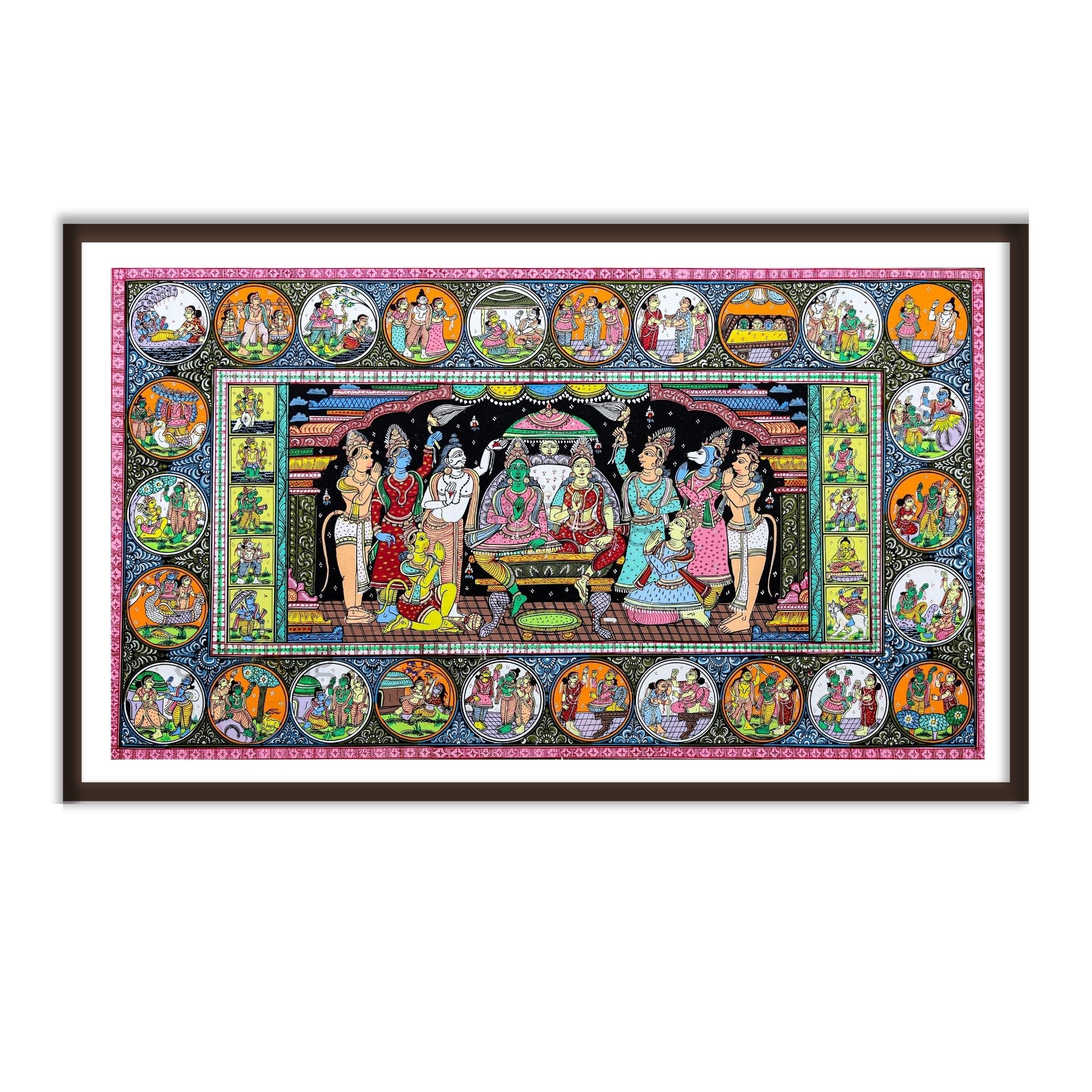 Ram Darbar Sacred Pattachitra Art Painting for Wall Home Decor