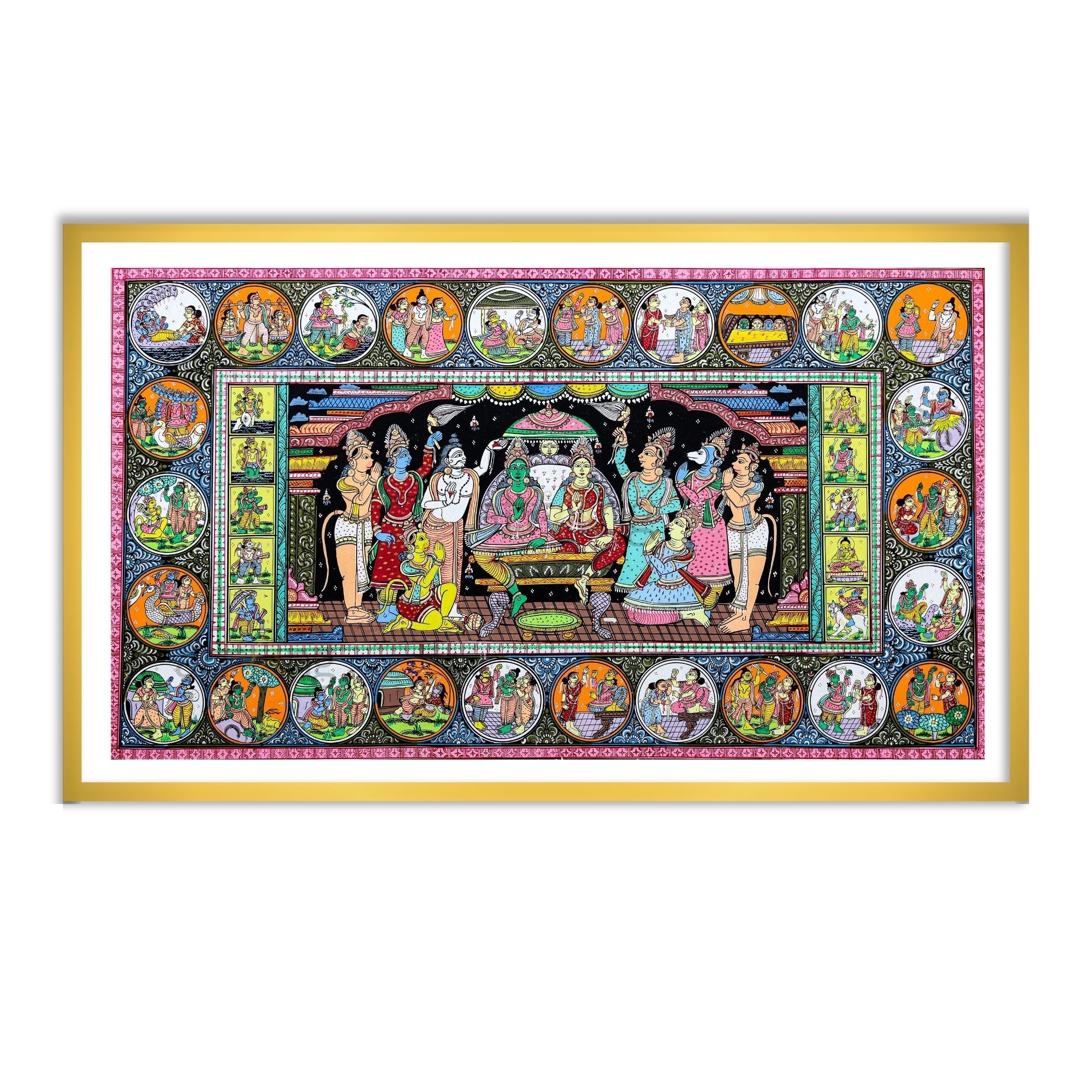 Ram Darbar Sacred Pattachitra Art Painting for Wall Home Decor