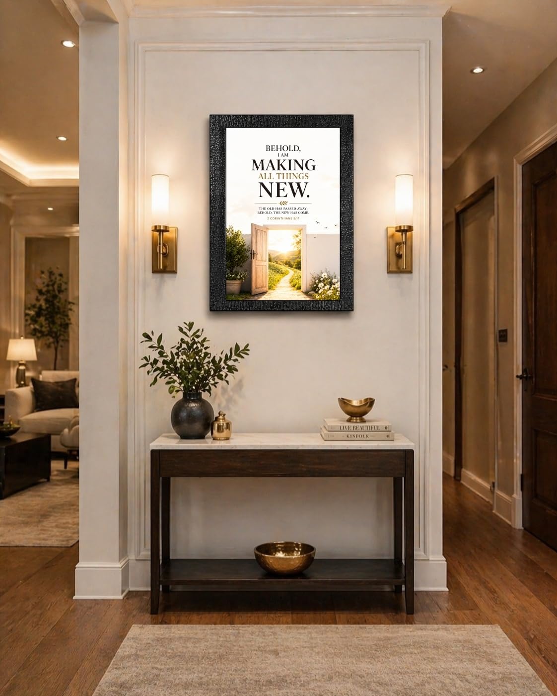 Uryans - Let's Upgrade Together 2 Corinthians 5-17 Bible Verse Wall Frame | Christian Living, Bedroom & Kids Room Decor A4 Size (13.6 x 10.2 inches)