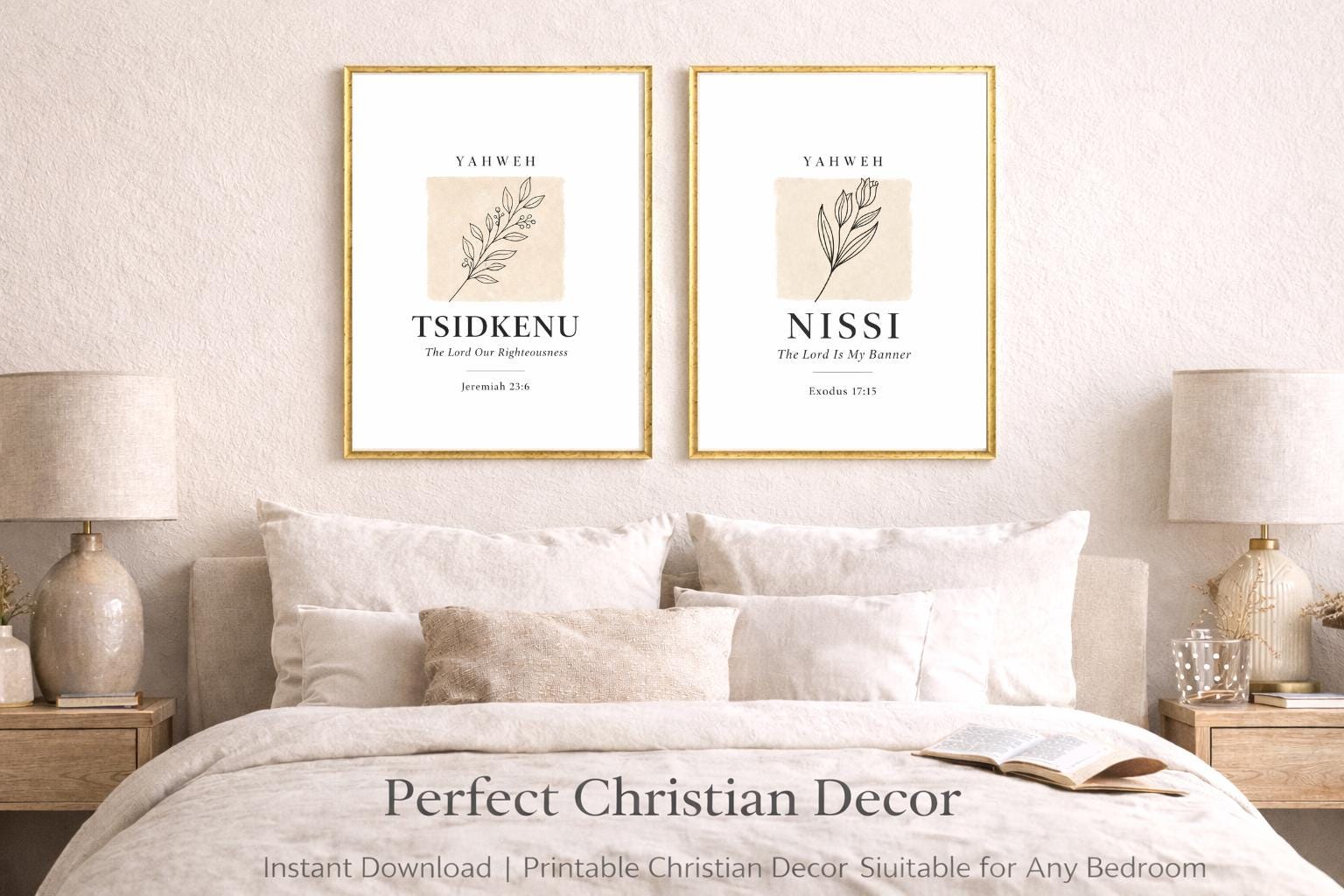 Set of 8 Hebrew Names of God Prints | Christian Wall Art Decor (Digital Download)