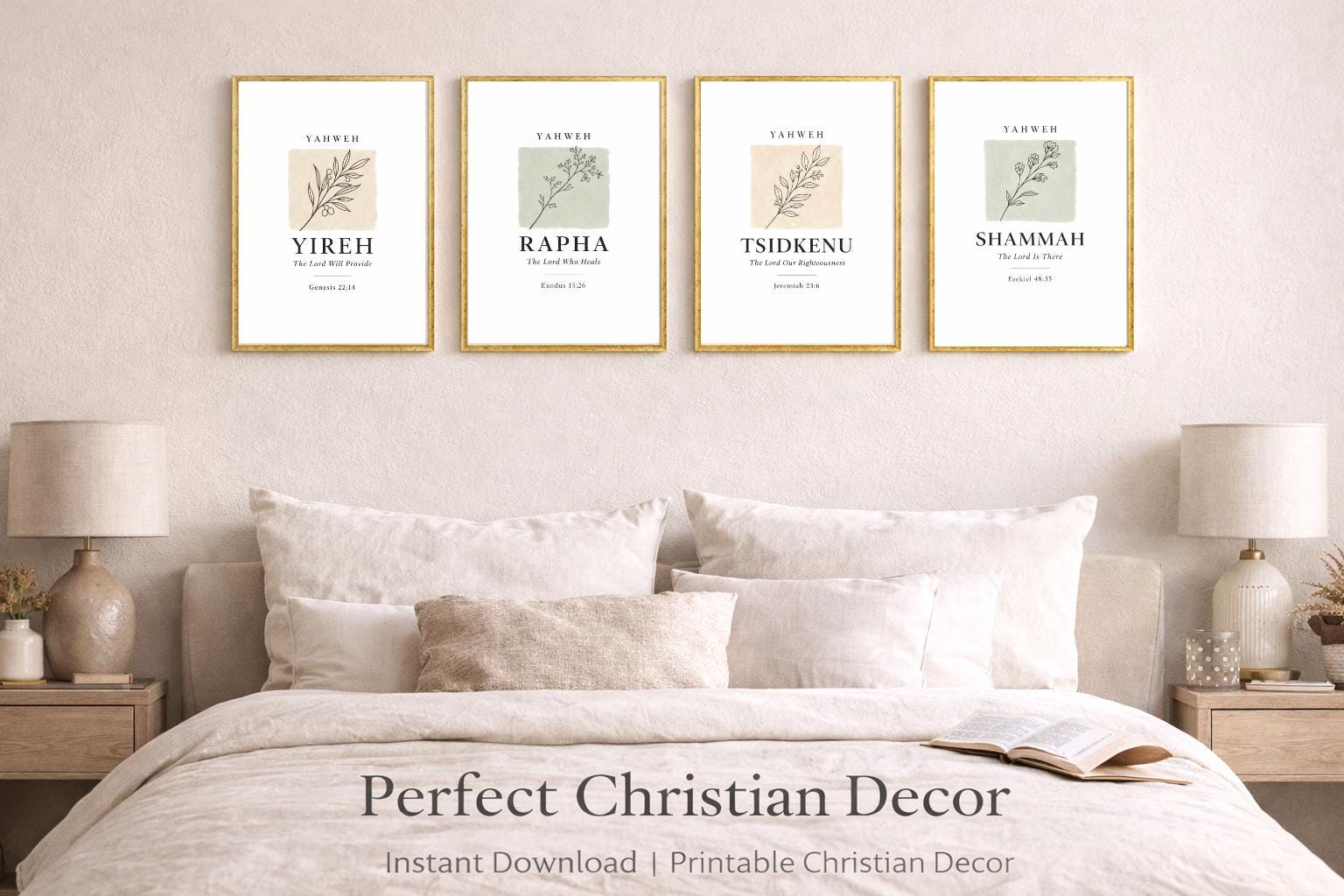 Set of 8 Hebrew Names of God Prints | Christian Wall Art Decor (Digital Download)