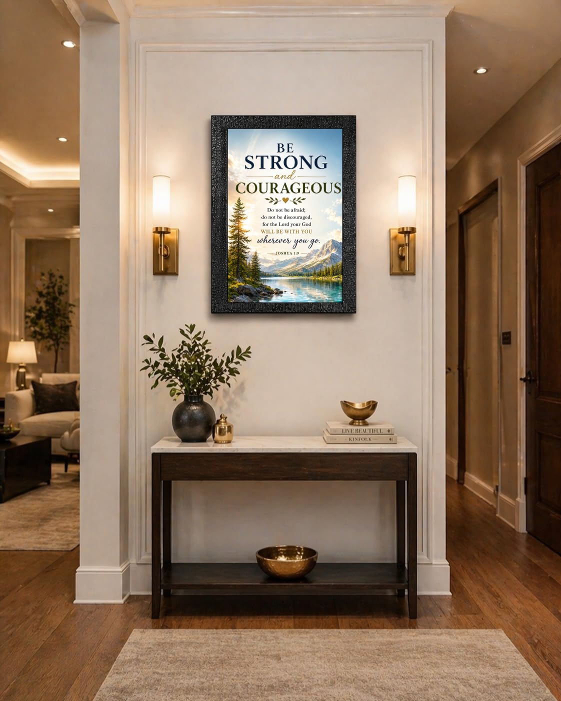 Uryans - Let's Upgrade Together Joshua 1-9 Premium Bible Verse Wall Frame | Christian Living, Bedroom & Kids Room Decor A4 Size (13.6 x 10.2 inches)
