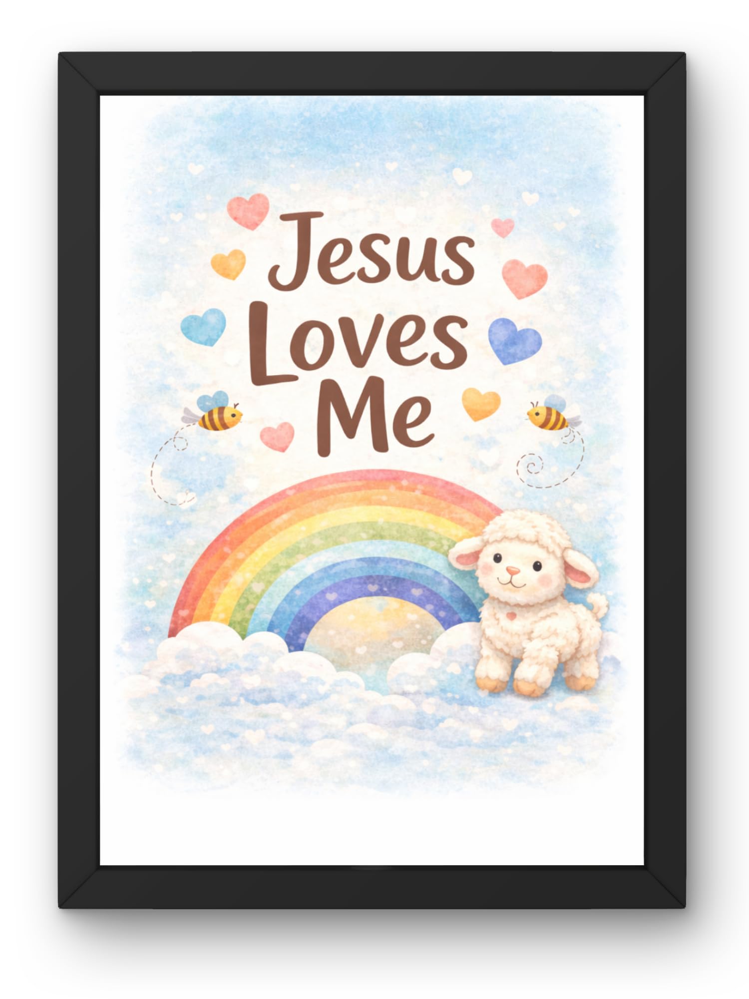 Uryans - Let's Upgrade Together Premium A4 Wooden Bible Verse Frame – “Jesus Loves Me” Inspirational Christian Wall Art