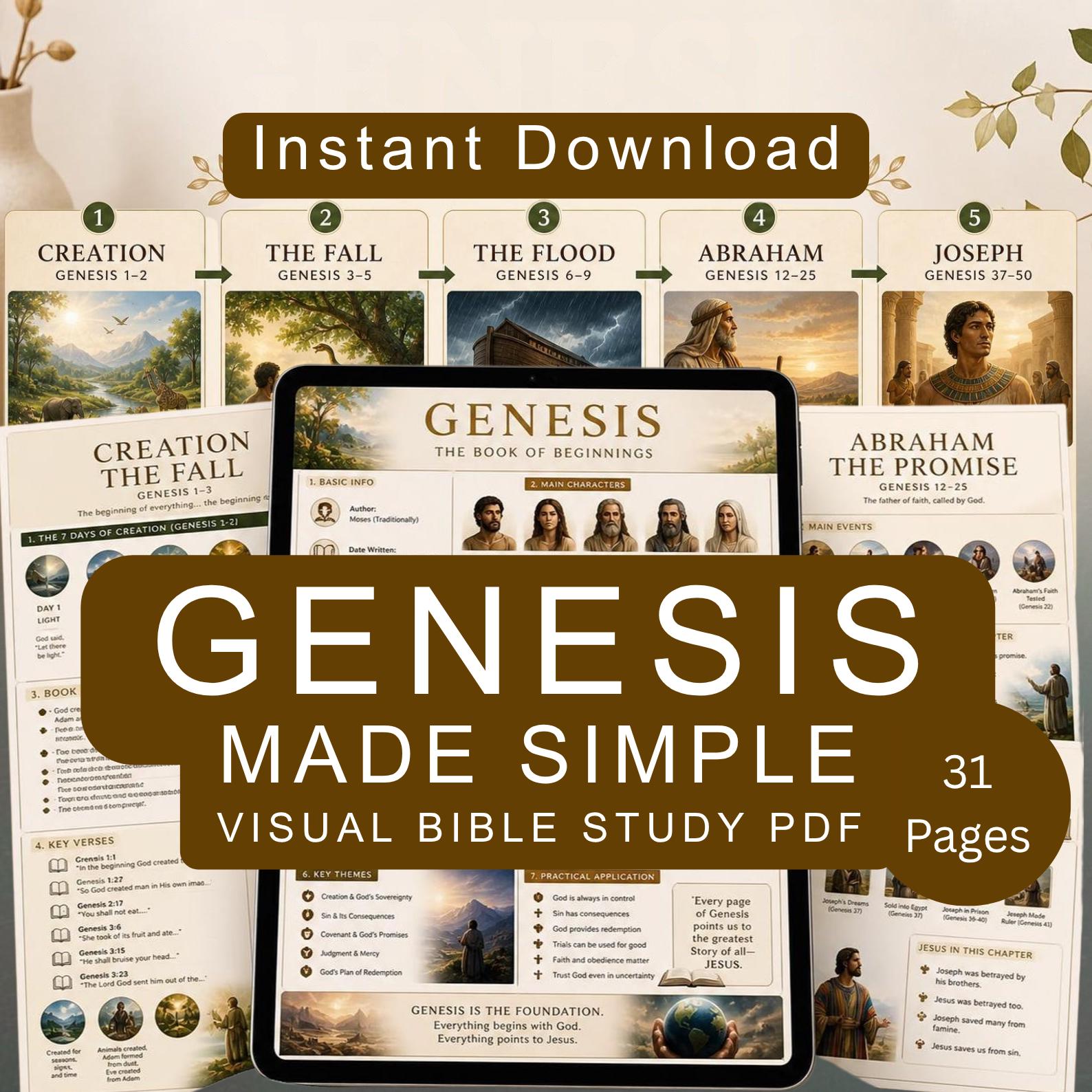 Genesis Made Simple Bible Study PDF | Visual Old Testament Guide (Digital Download)