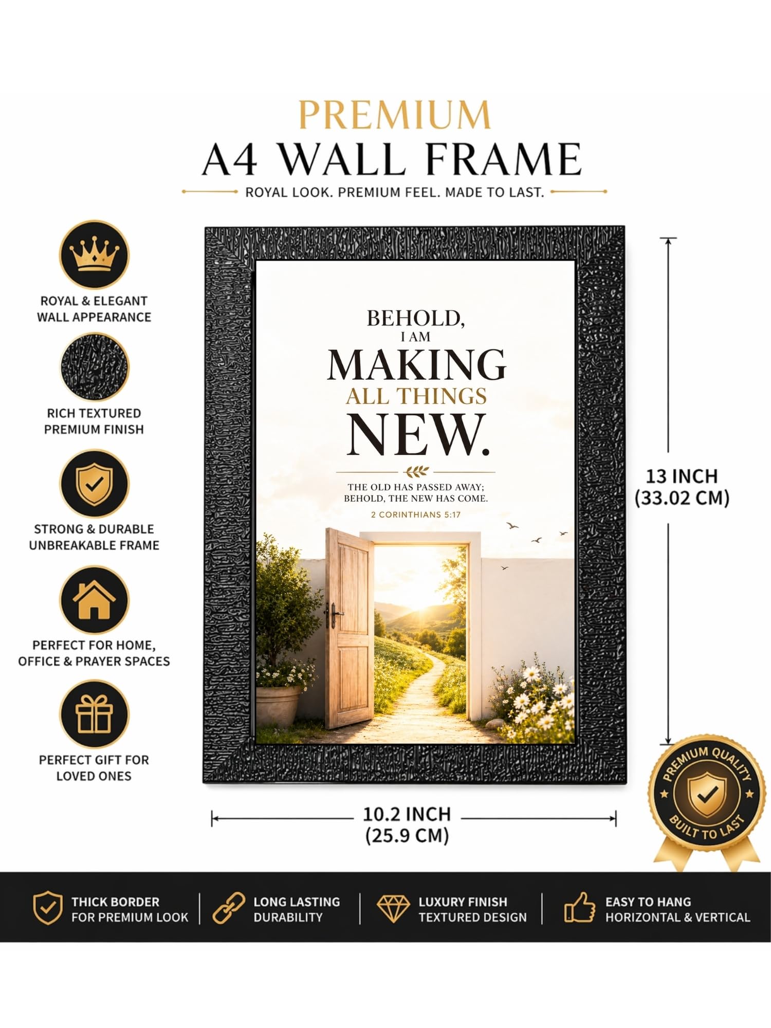 Uryans - Let's Upgrade Together 2 Corinthians 5-17 Bible Verse Wall Frame | Christian Living, Bedroom & Kids Room Decor A4 Size (13.6 x 10.2 inches)