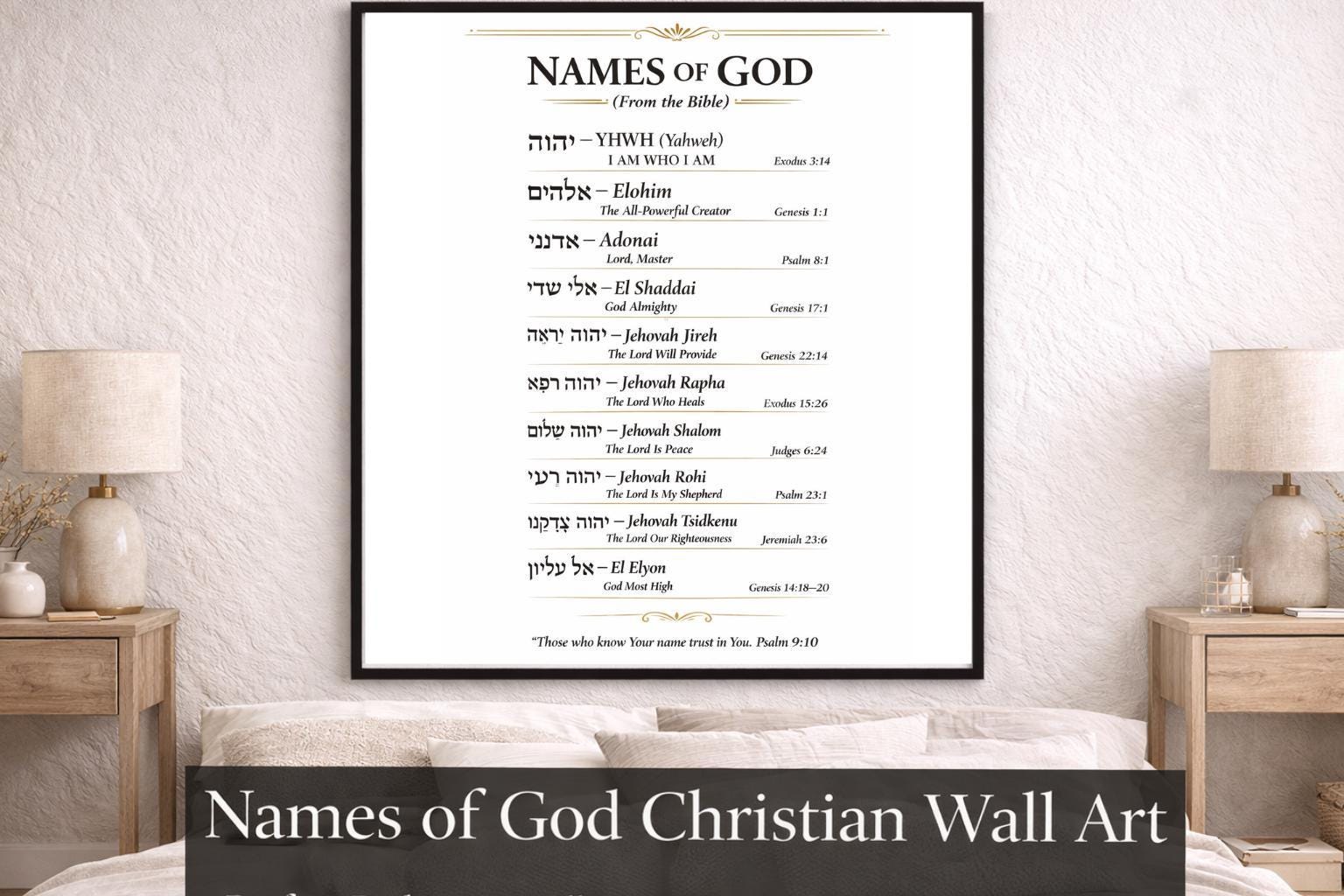 Hebrew Names of God Poster, Bible Verses, Christian Wall Art (Digital Download), Wall Decor