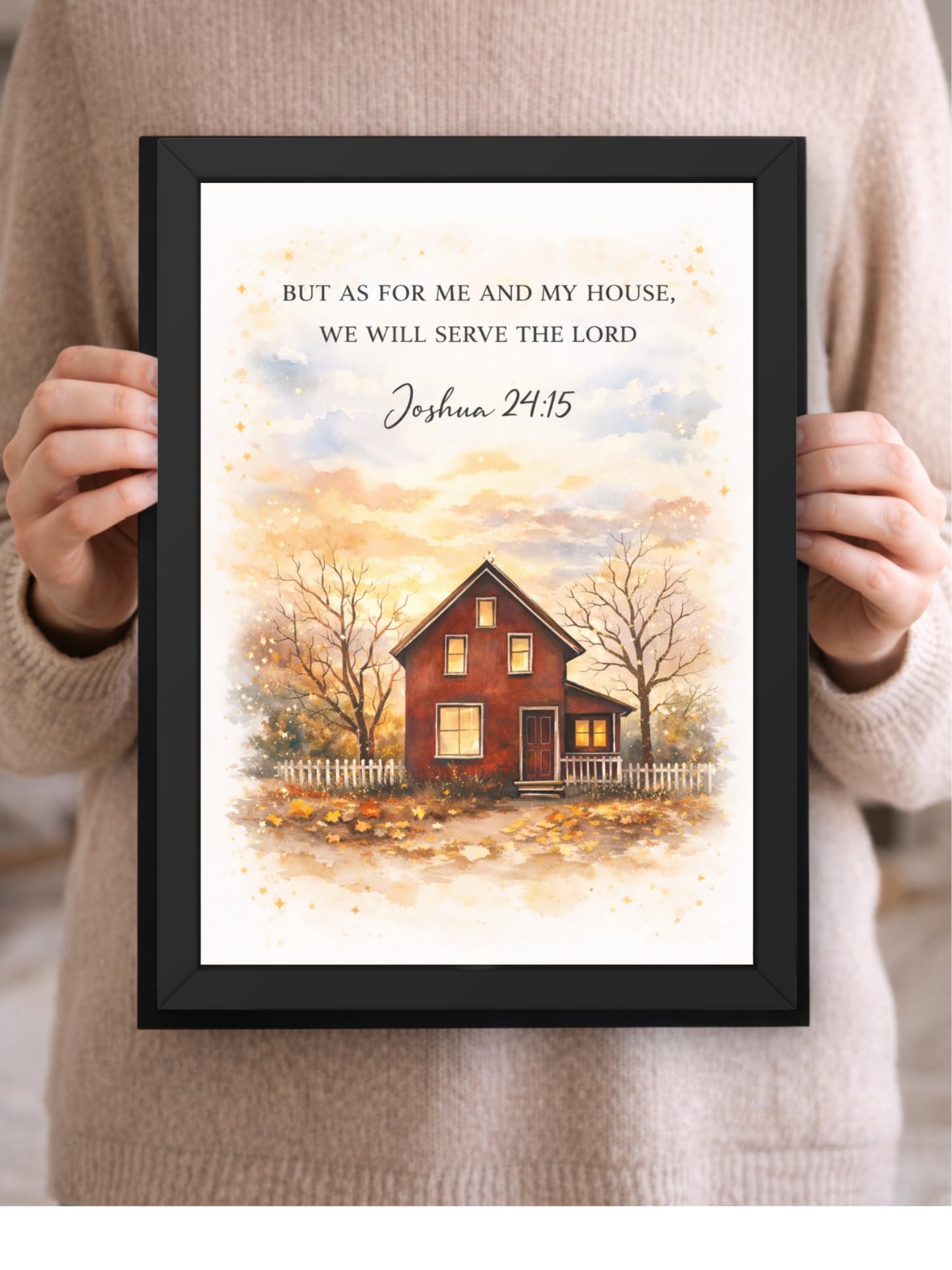 Uryans - Let's Upgrade Together Joshua 24-15 Bible Verse Wall Frame | Christian Living, Bedroom & Kids Room Decor A4 Size (13.6 x 10.2 inches)