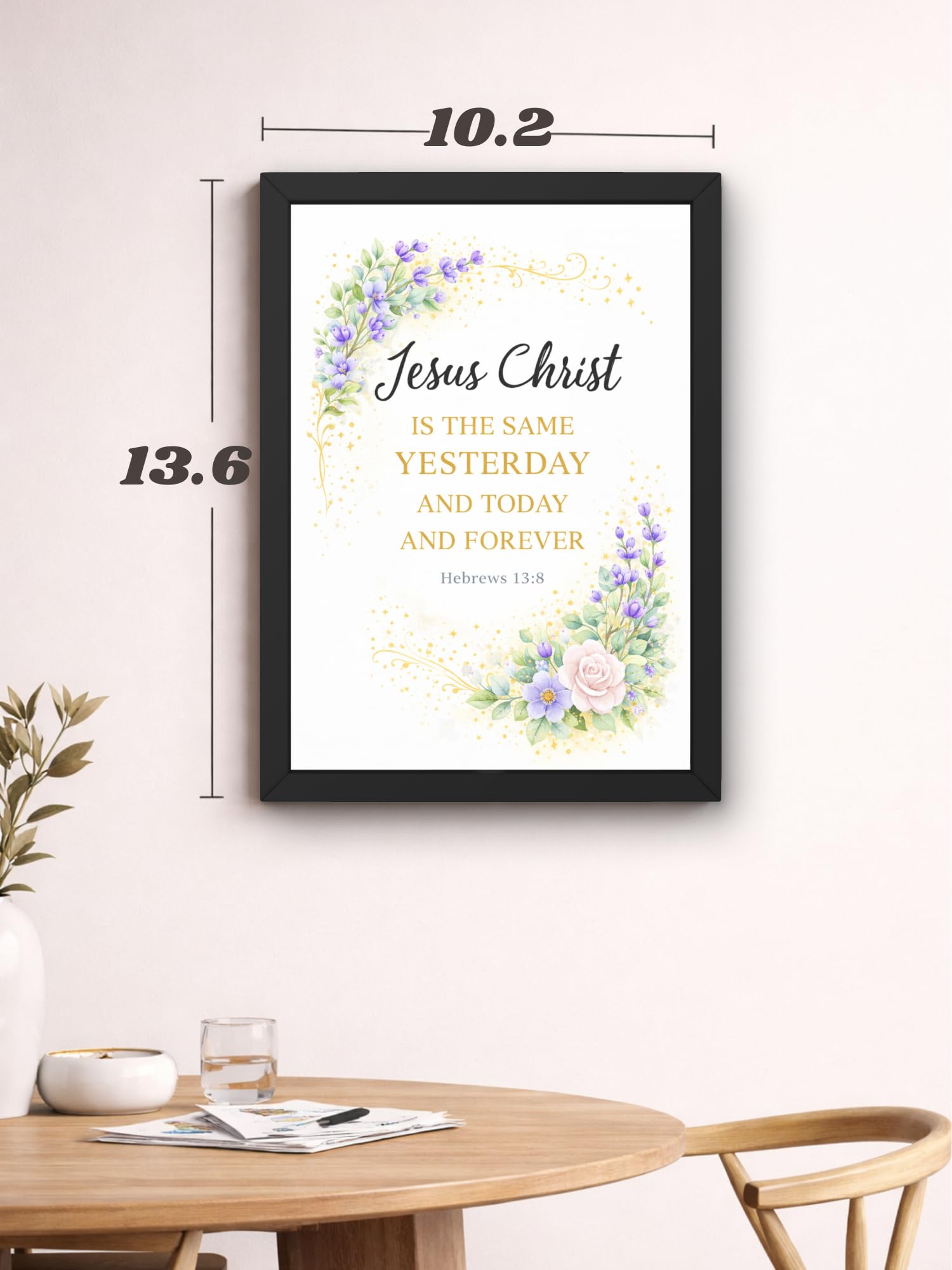 Uryans - Let's Upgrade Together Hebrew 13-8 Bible Verse Wall Frame | Christian Living, Bedroom & Kids Room Decor A4 Size (13.6 x 10.2 inches)