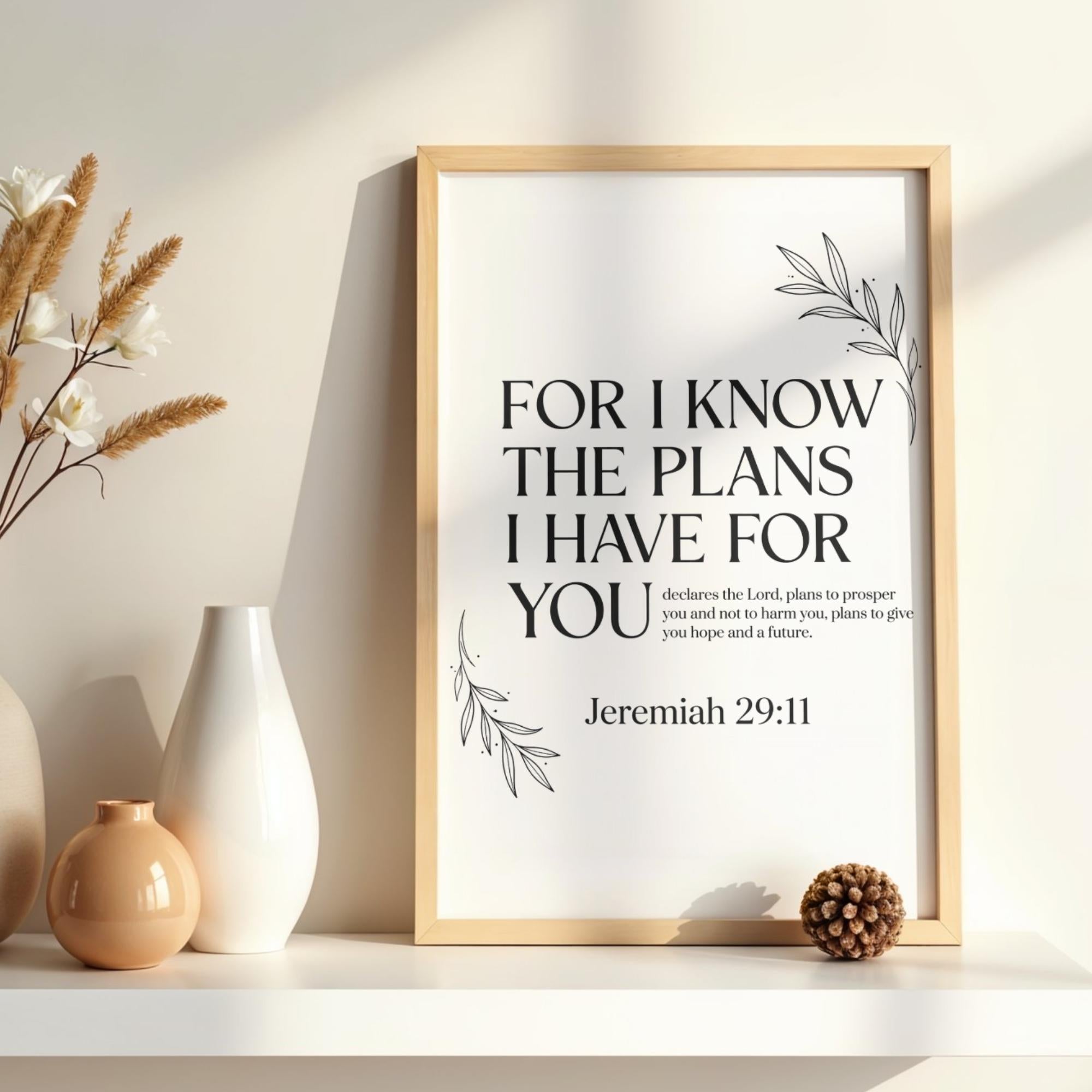Jeremiah 29:11 Bible Verse Print, Minimalist Scripture Poster (Digital Download)