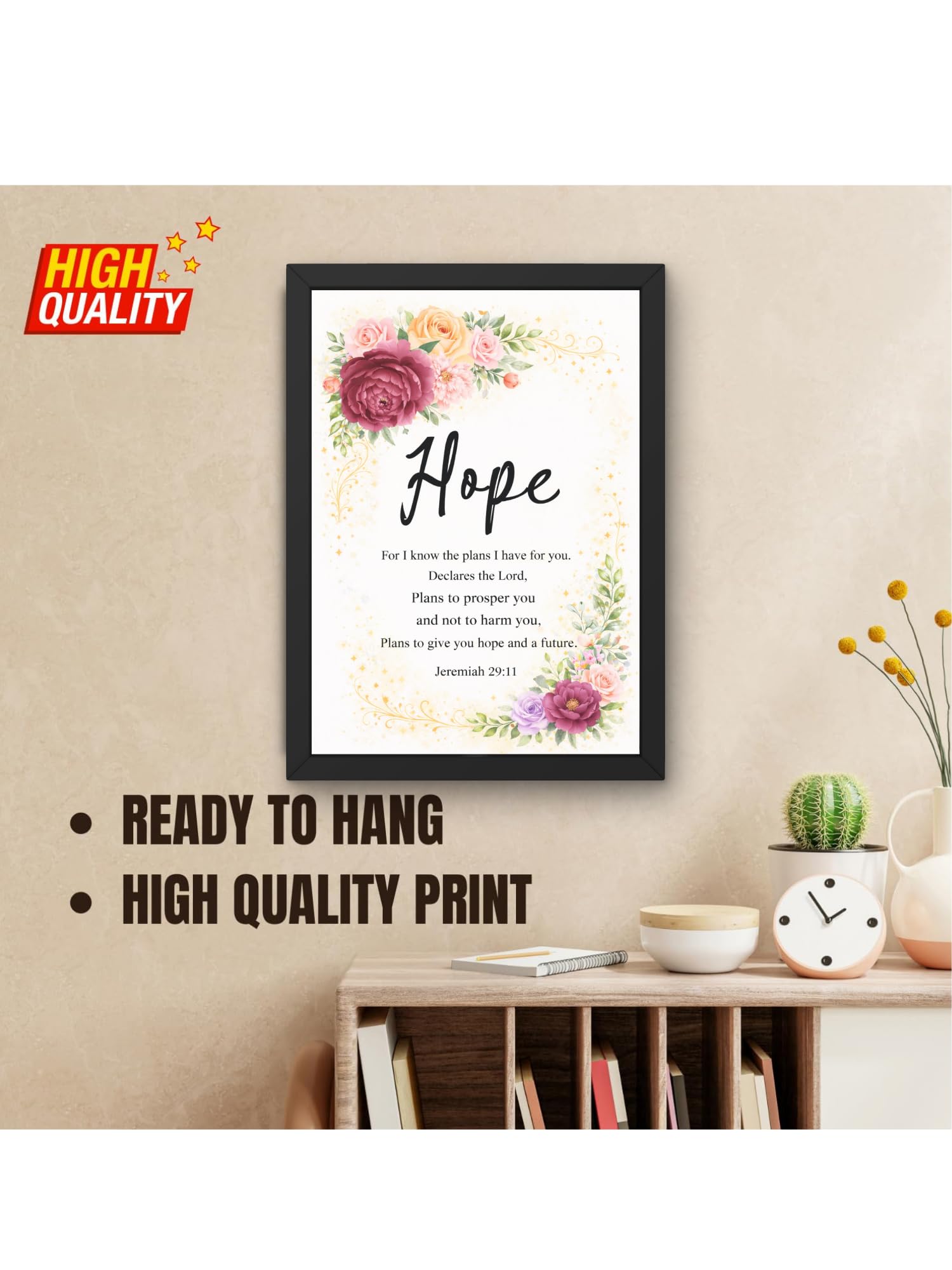 Uryans - Let's Upgrade Together Jeremiah 29-11 Bible Verse Wall Frame | Christian Living, Bedroom & Kids Room Decor A4 Size (13.6 x 10.2 inches)
