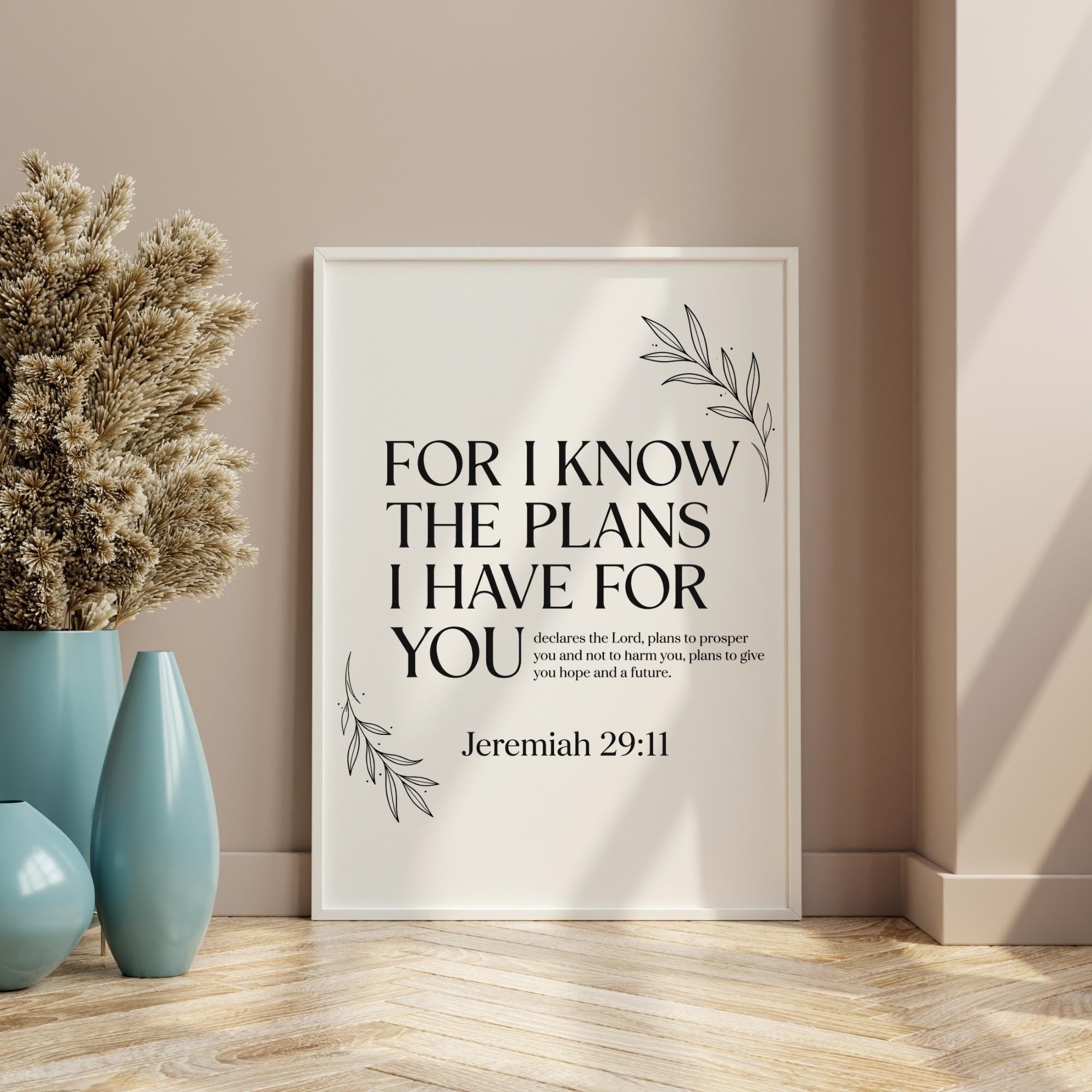 Jeremiah 29:11 Bible Verse Print, Minimalist Scripture Poster (Digital Download)