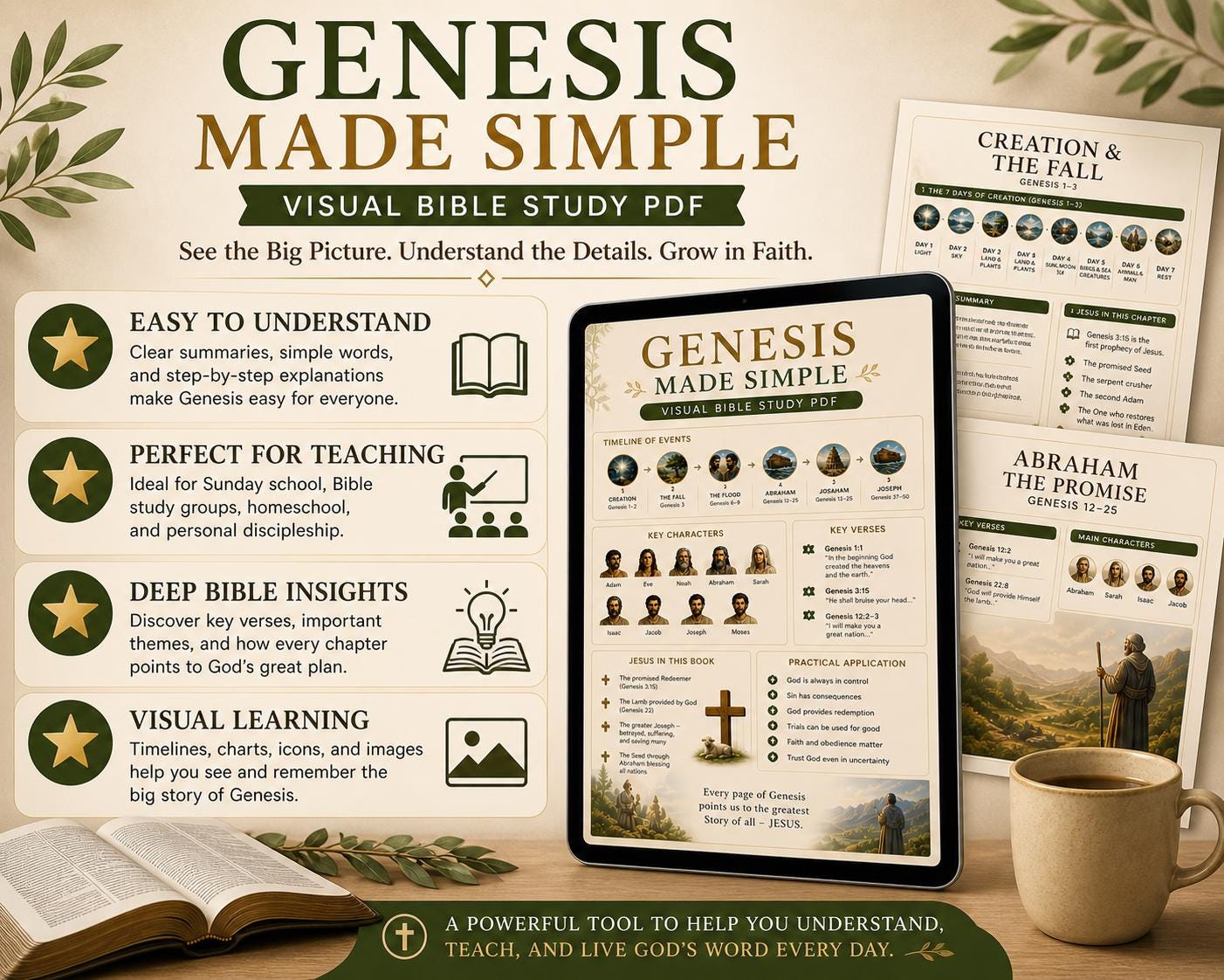 Genesis Made Simple Bible Study PDF | Visual Old Testament Guide (Digital Download)
