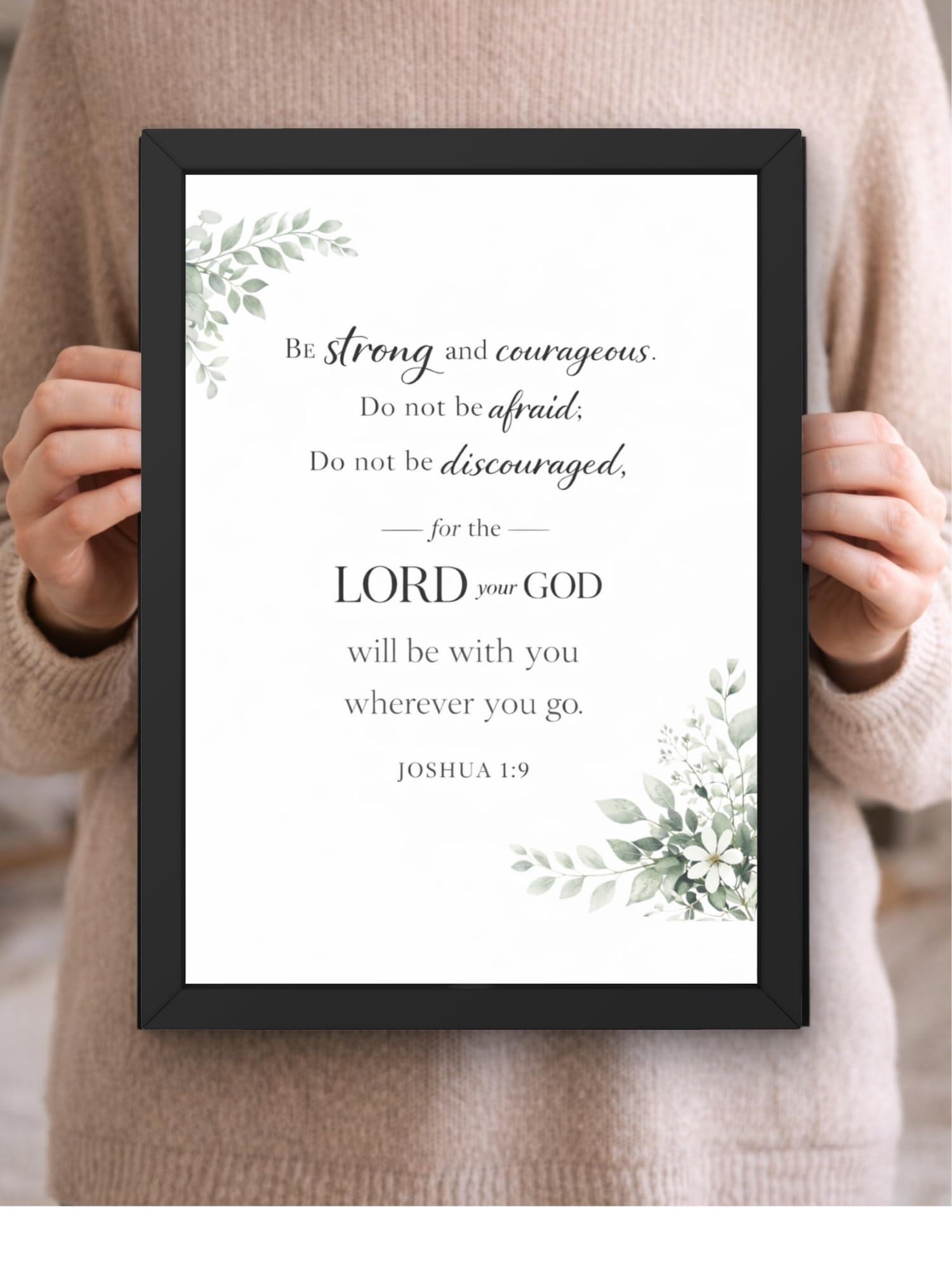 Uryans - Let's Upgrade Together Joshua 1-9 Bible Verse Wall Frame | Christian Living, Bedroom & Kids Room Decor A4 Size (13.6 x 10.2 inches)