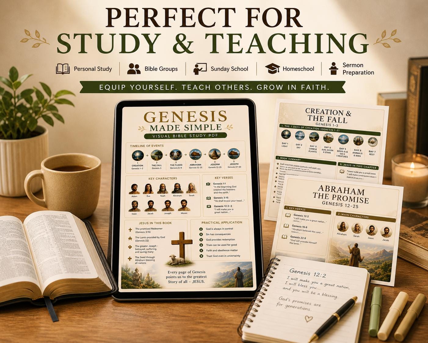Genesis Made Simple Bible Study PDF | Visual Old Testament Guide (Digital Download)